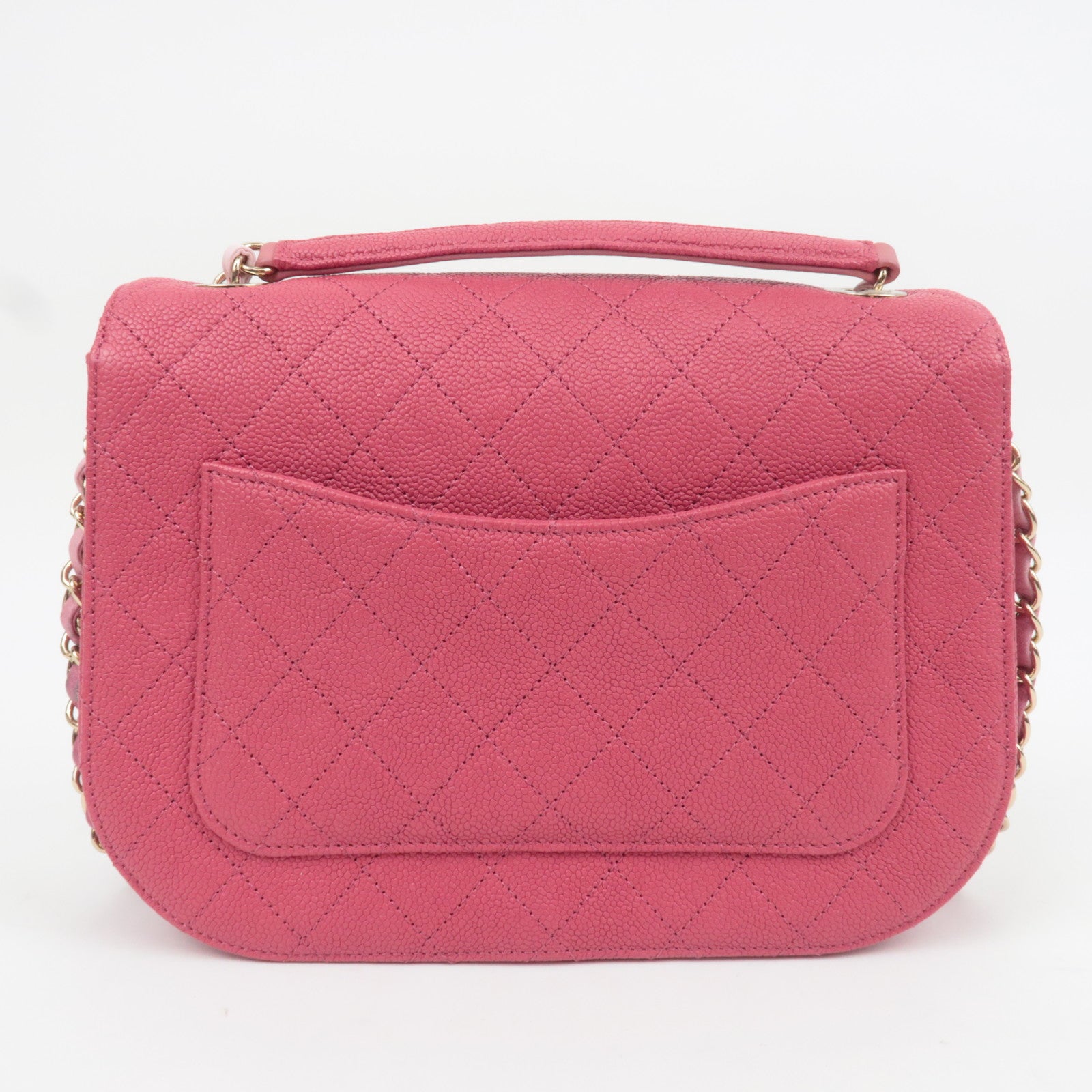 CHANEL Matelasse CC Coil Caviarskin 2Way Chain Shoulder Bag Pink A93659
