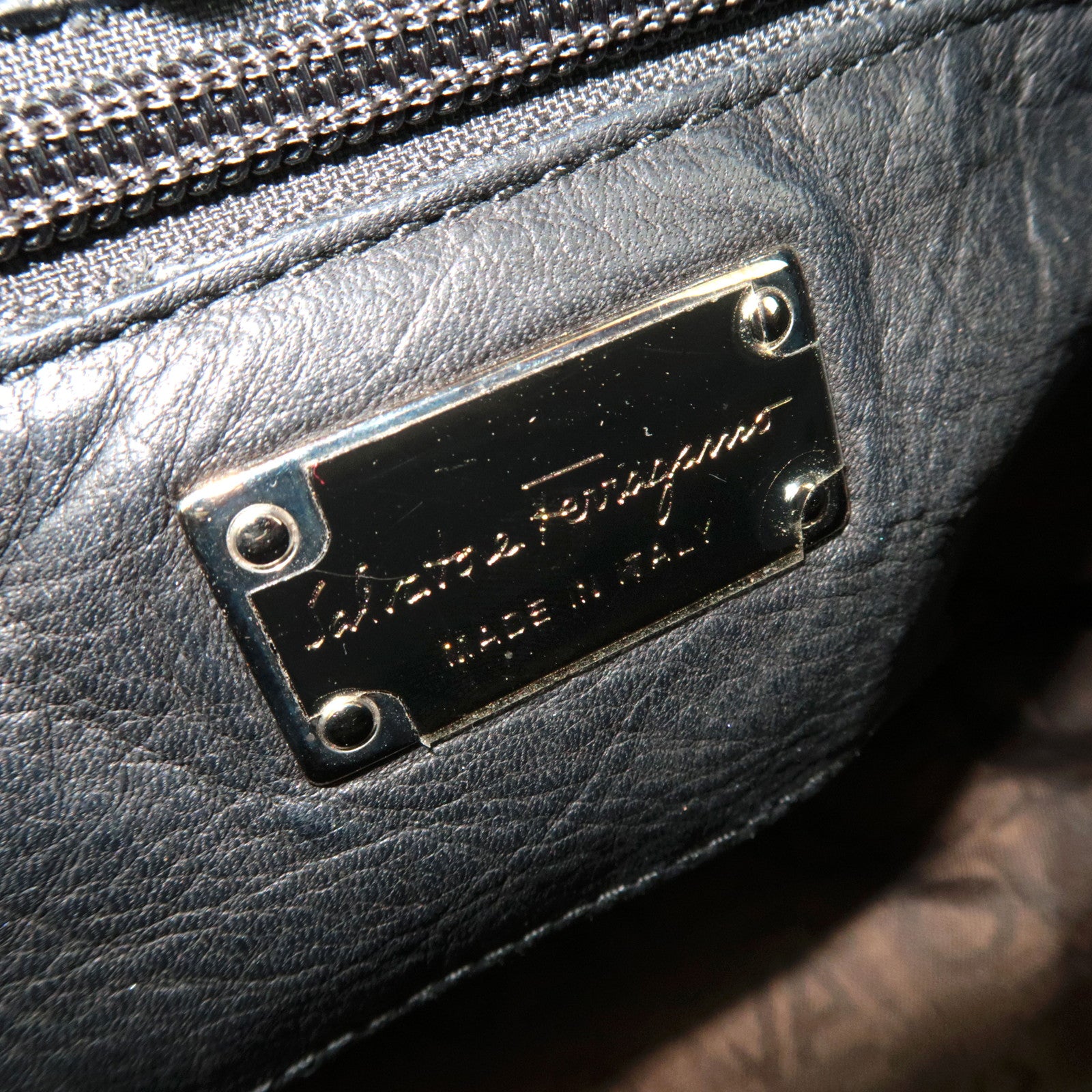 Ferragamo Gancini Perforated Leather Shoulder Bag Black