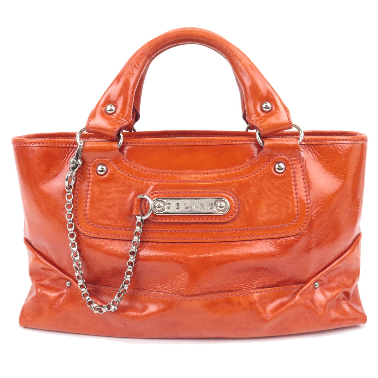 CELINE Patent Boogie Bag Handbag Orange87278