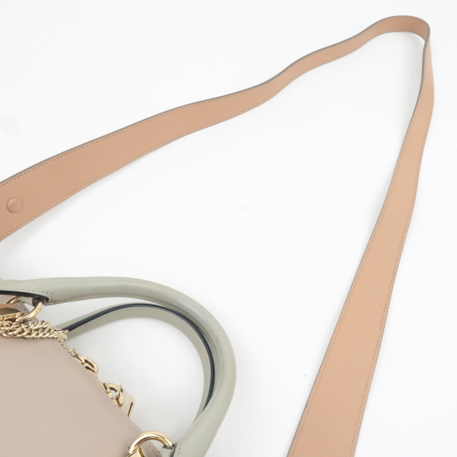 Chloe Bailey 2Way Leather Handbag Beige Greige