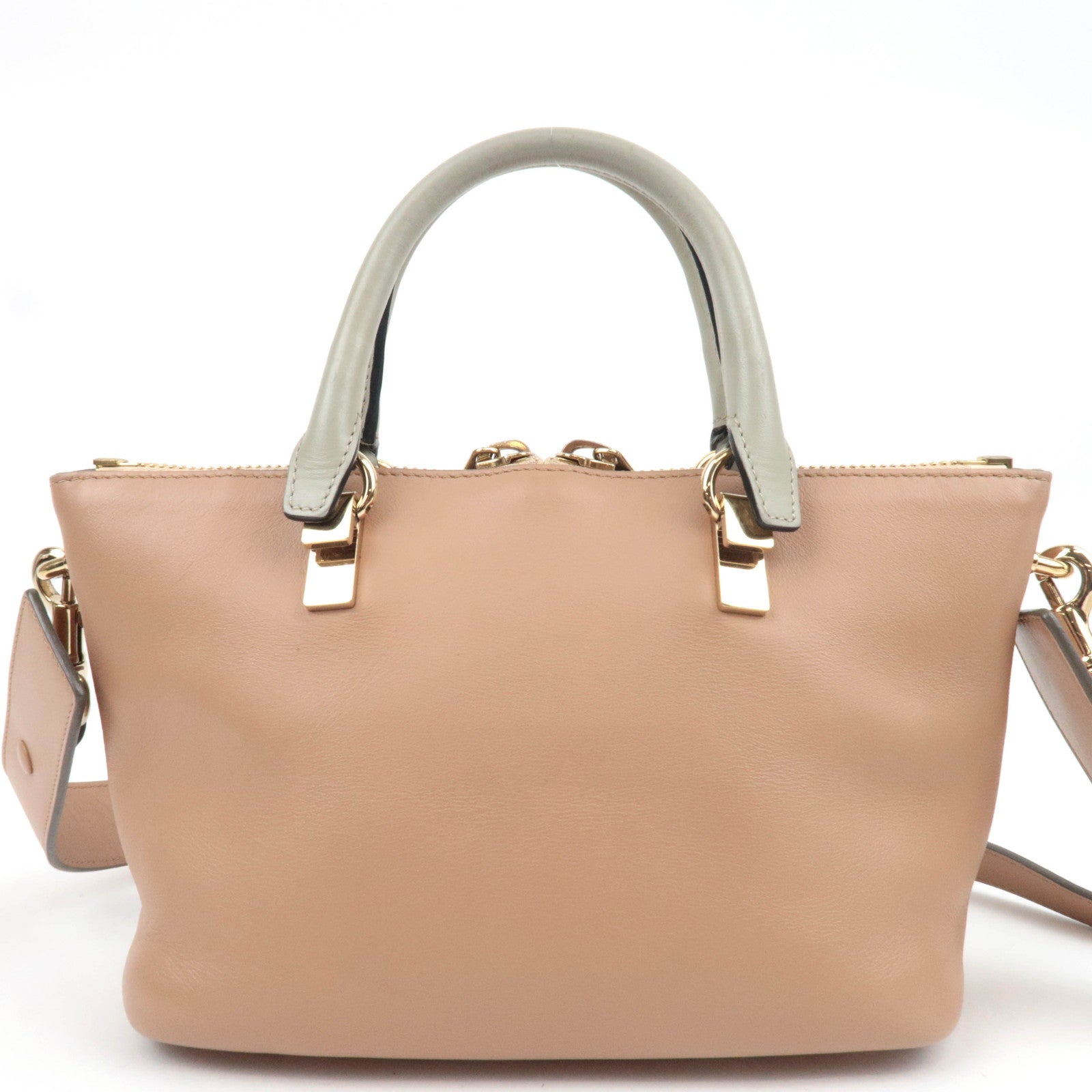 Chloe Bailey 2Way Leather Handbag Beige Greige