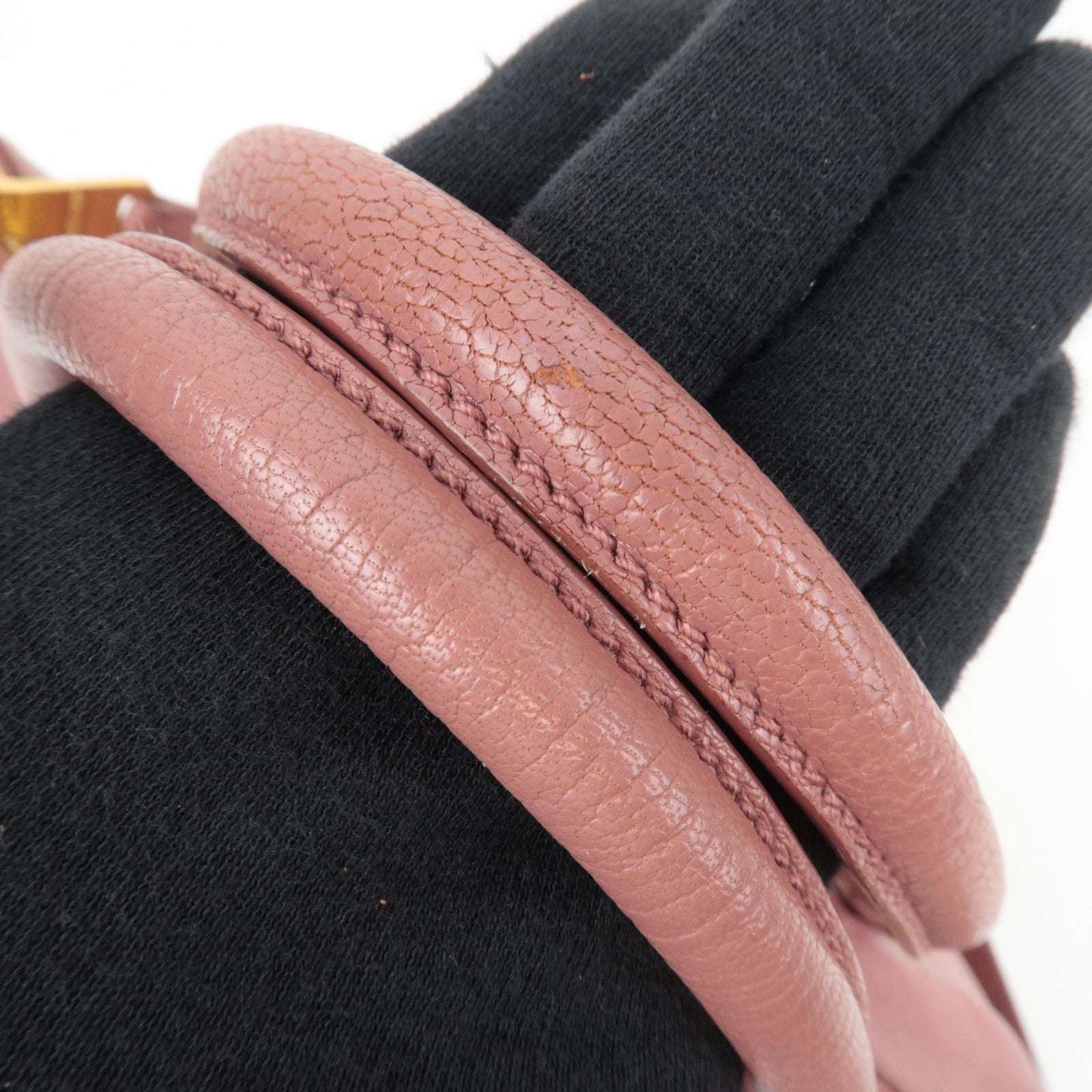 MIU MIU Madras Leather 2Way Handbag Pink