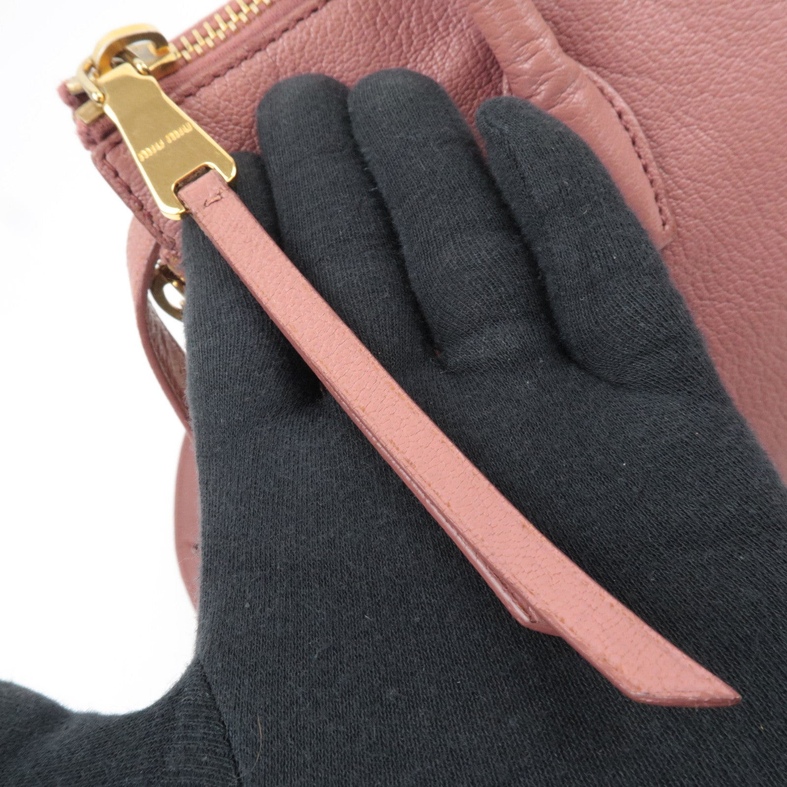 MIU MIU Madras Leather 2Way Handbag Pink