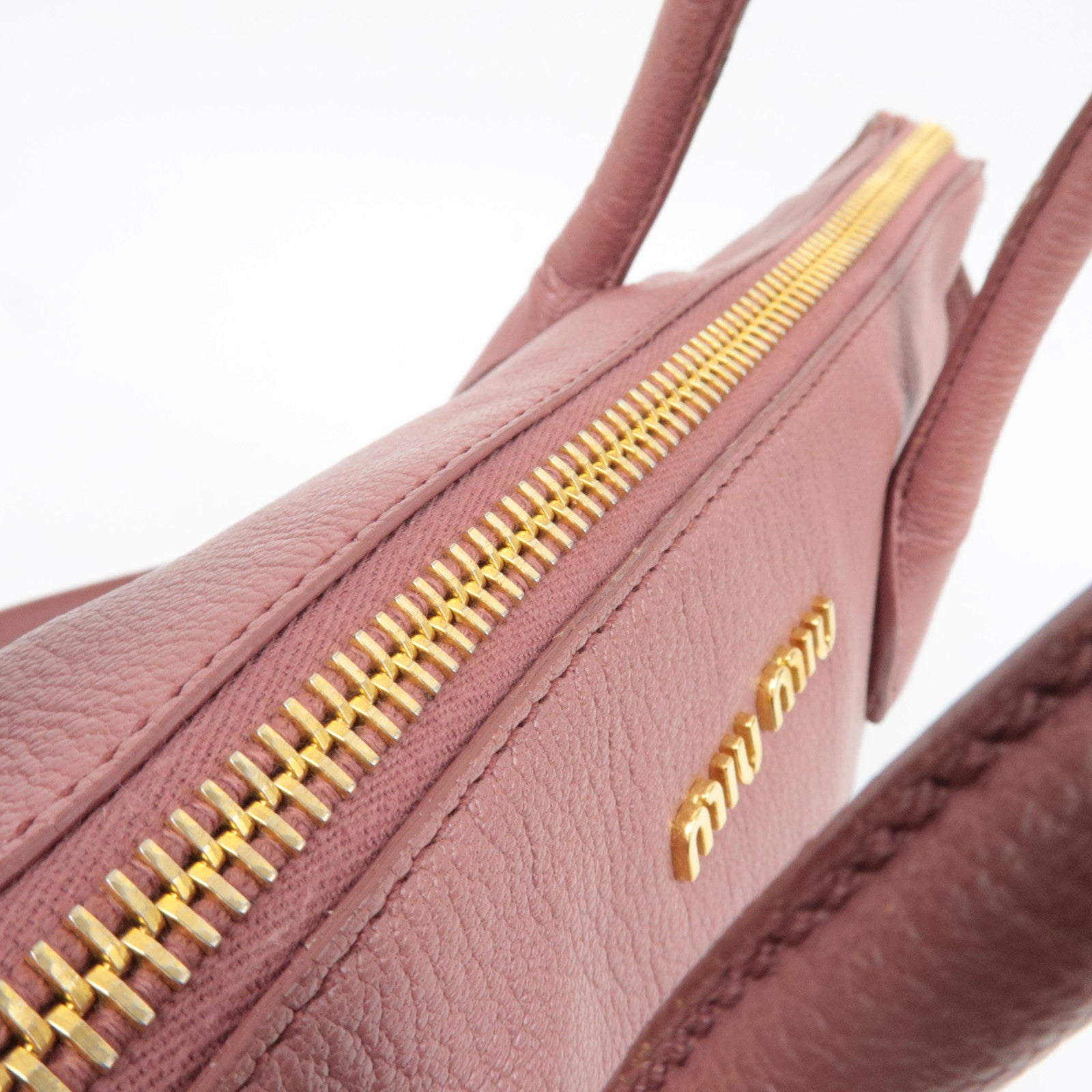 MIU MIU Madras Leather 2Way Handbag Pink