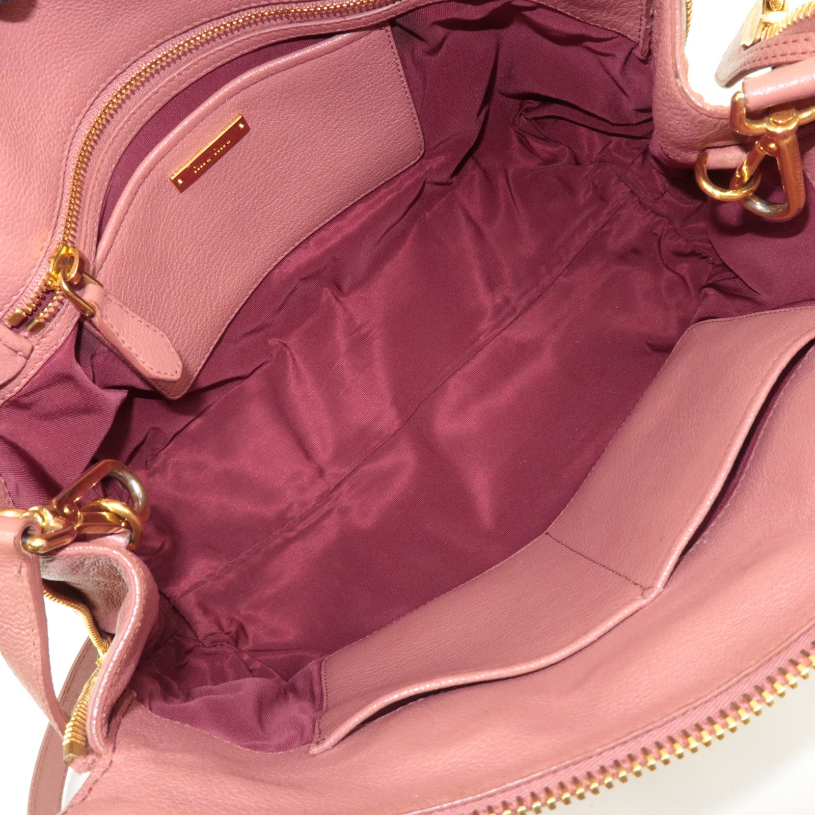MIU MIU Madras Leather 2Way Handbag Pink