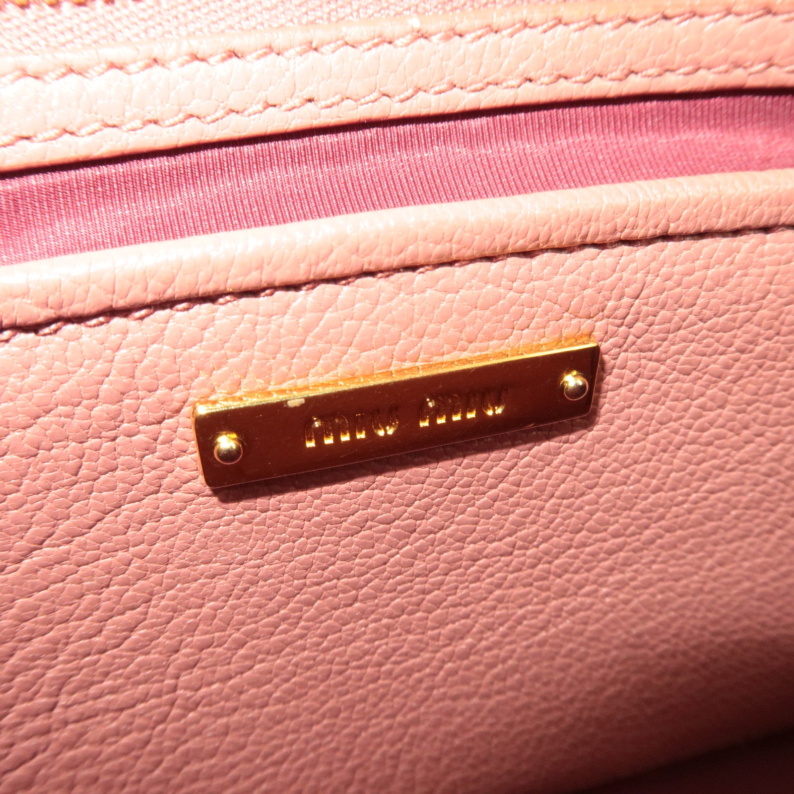 MIU MIU Madras Leather 2Way Handbag Pink