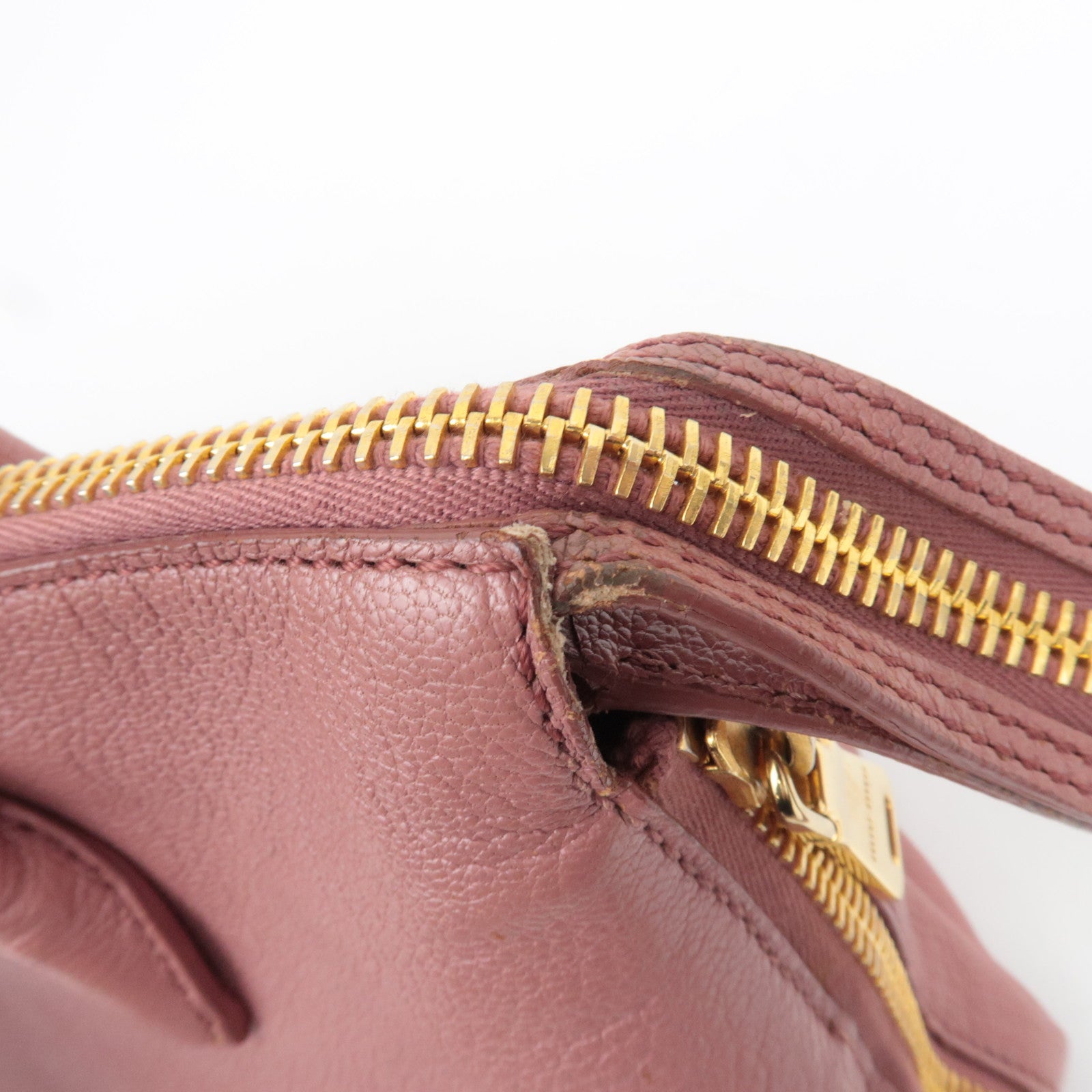 MIU MIU Madras Leather 2Way Handbag Pink