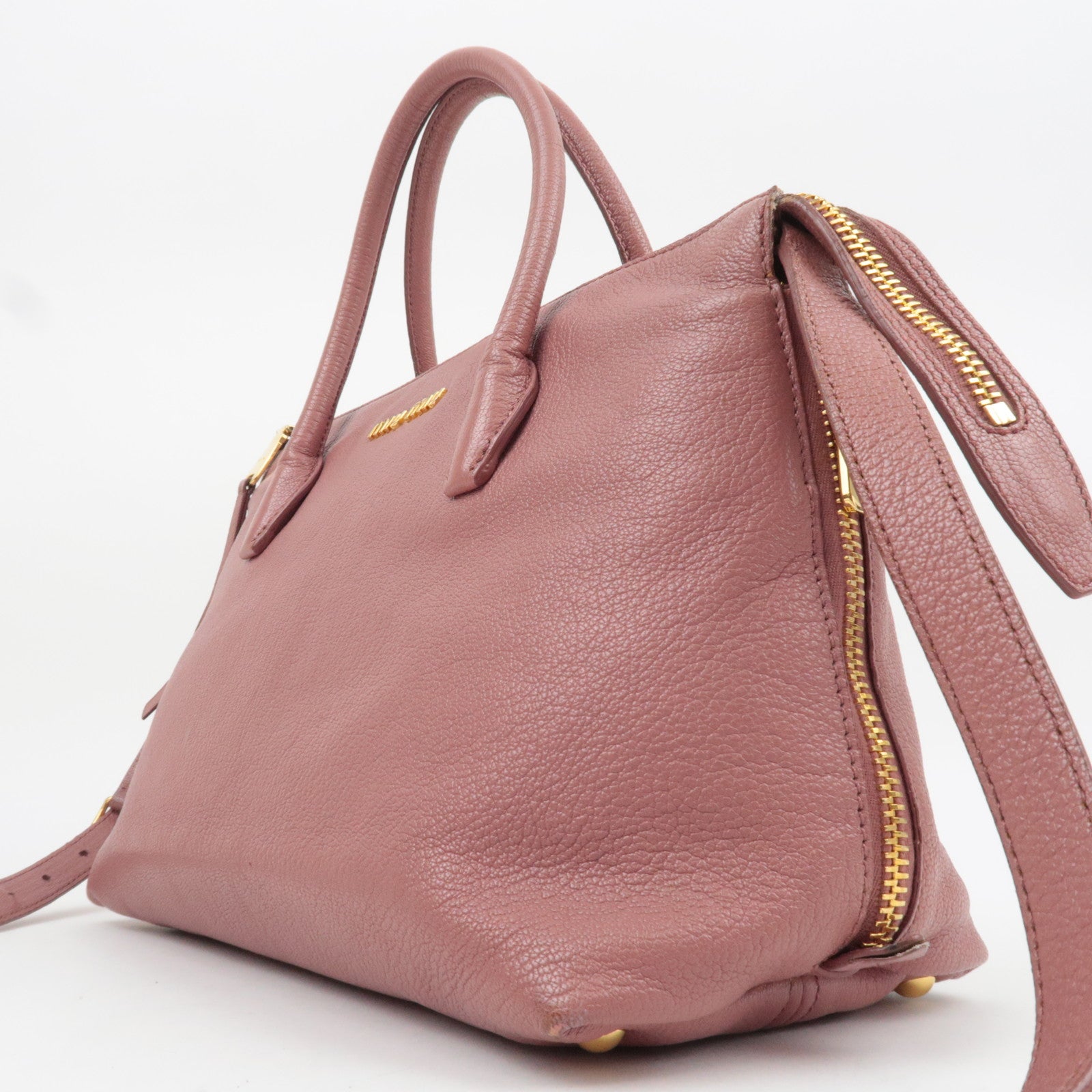 MIU MIU Madras Leather 2Way Handbag Pink