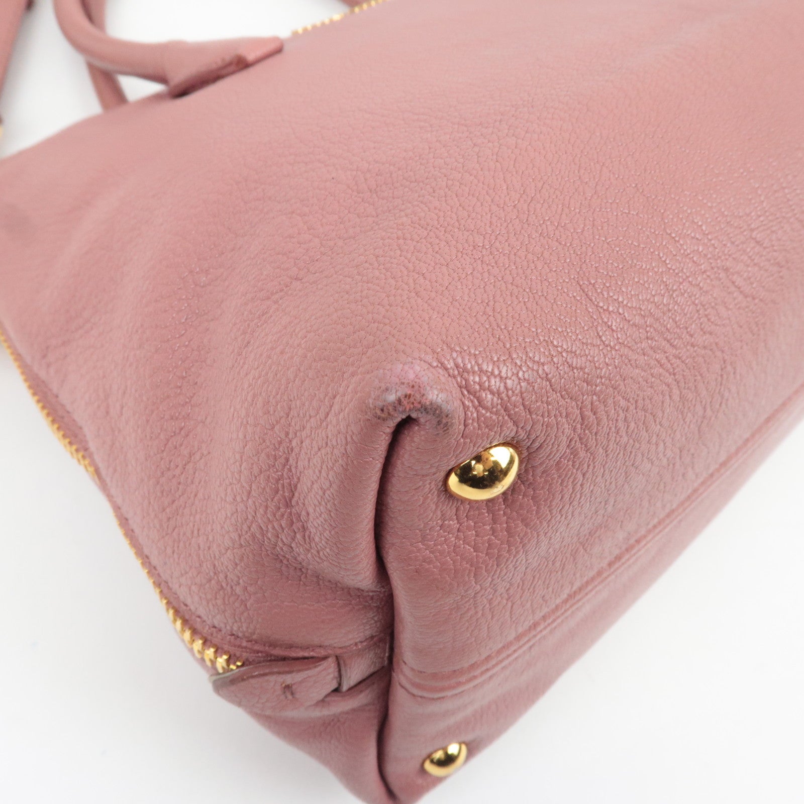 MIU MIU Madras Leather 2Way Handbag Pink