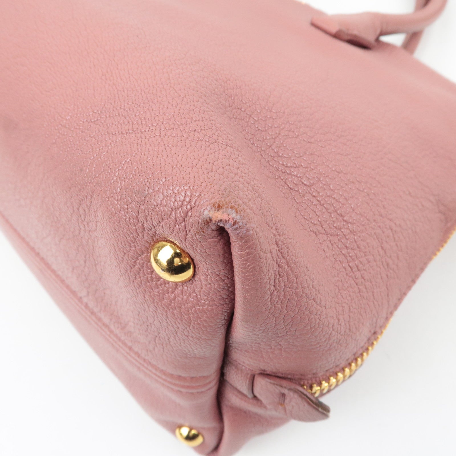 MIU MIU Madras Leather 2Way Handbag Pink