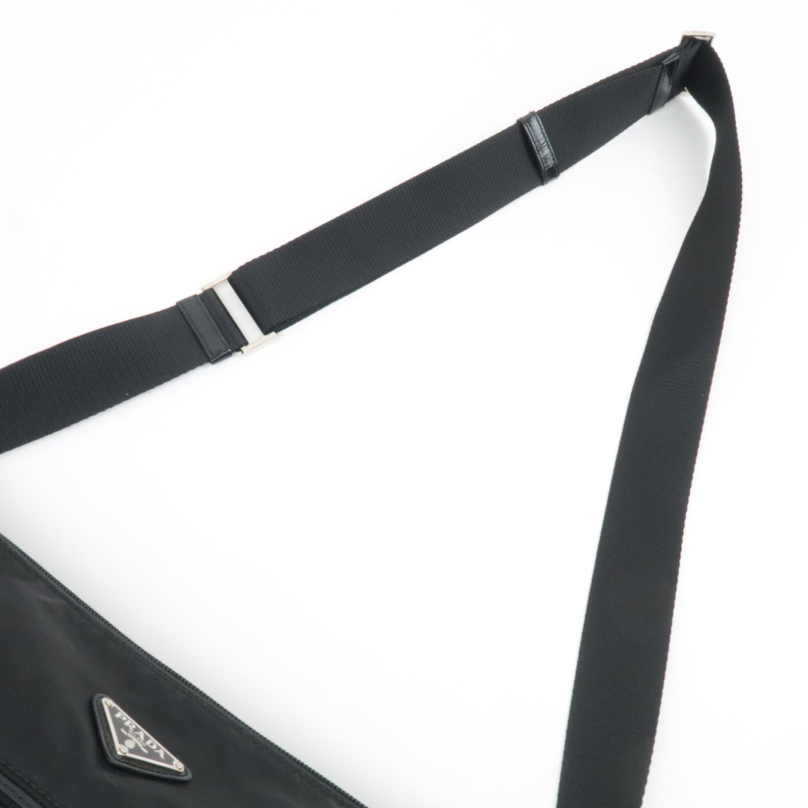 PRADA Nylon Leather Shoulder Bag Black BT0714