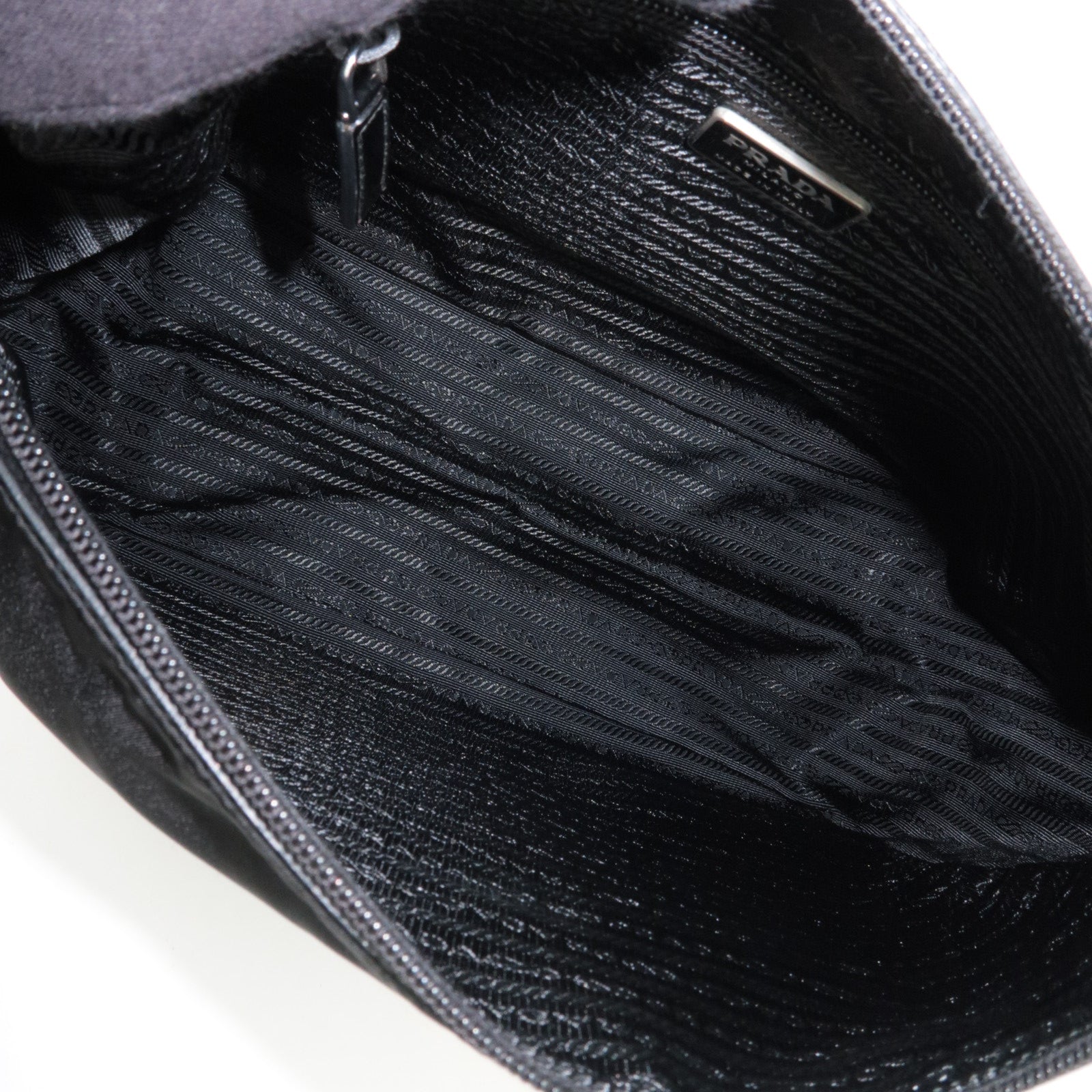 PRADA Nylon Leather Shoulder Bag Black BT0714