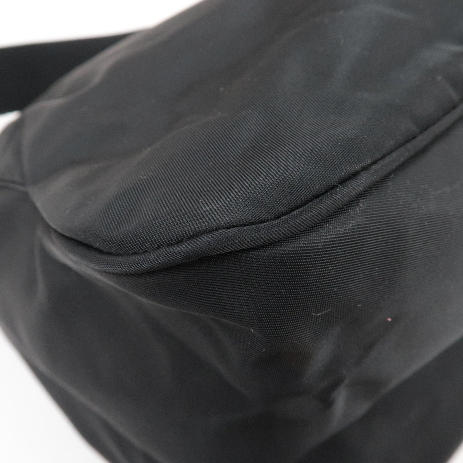 PRADA Nylon Leather Shoulder Bag Black BT0714