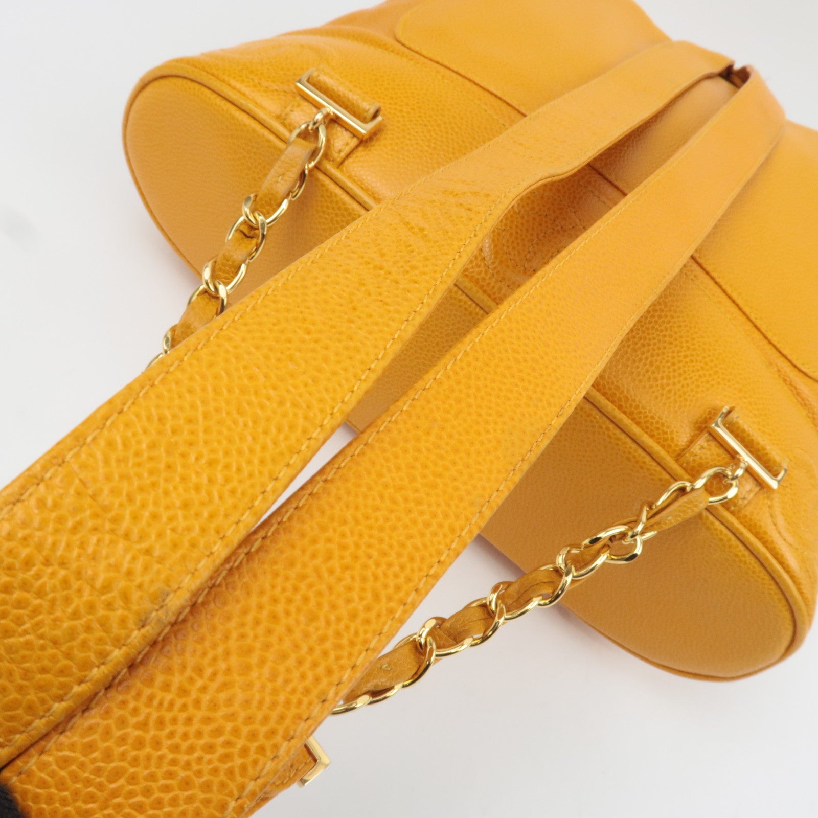 CHANEL Triple Coco Caviarskin Backpack Orange