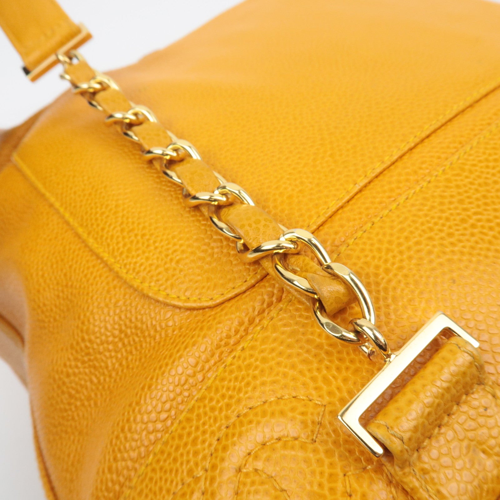 CHANEL Triple Coco Caviarskin Backpack Orange