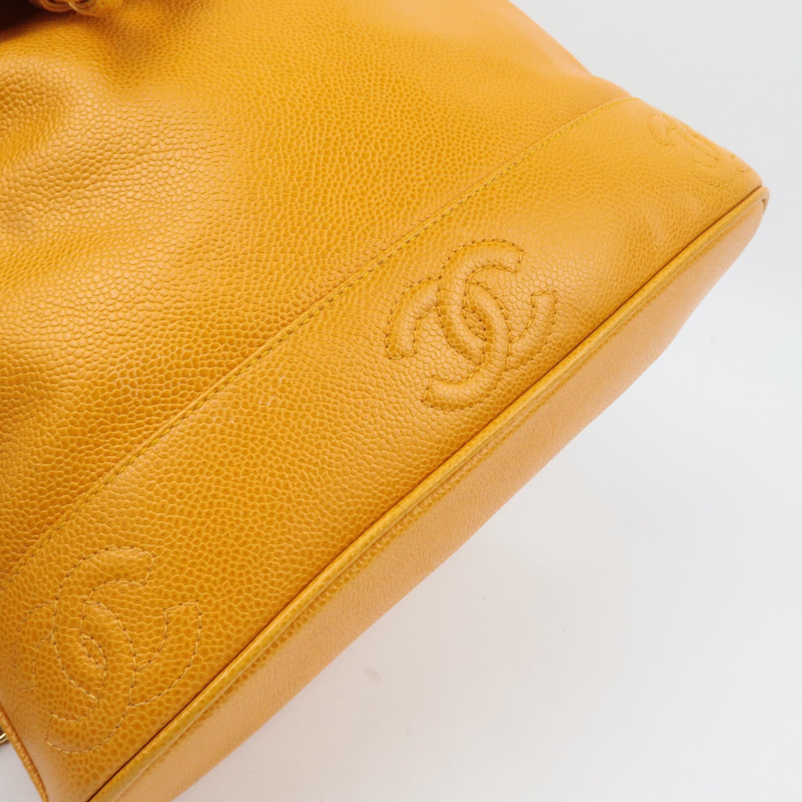 CHANEL Triple Coco Caviarskin Backpack Orange