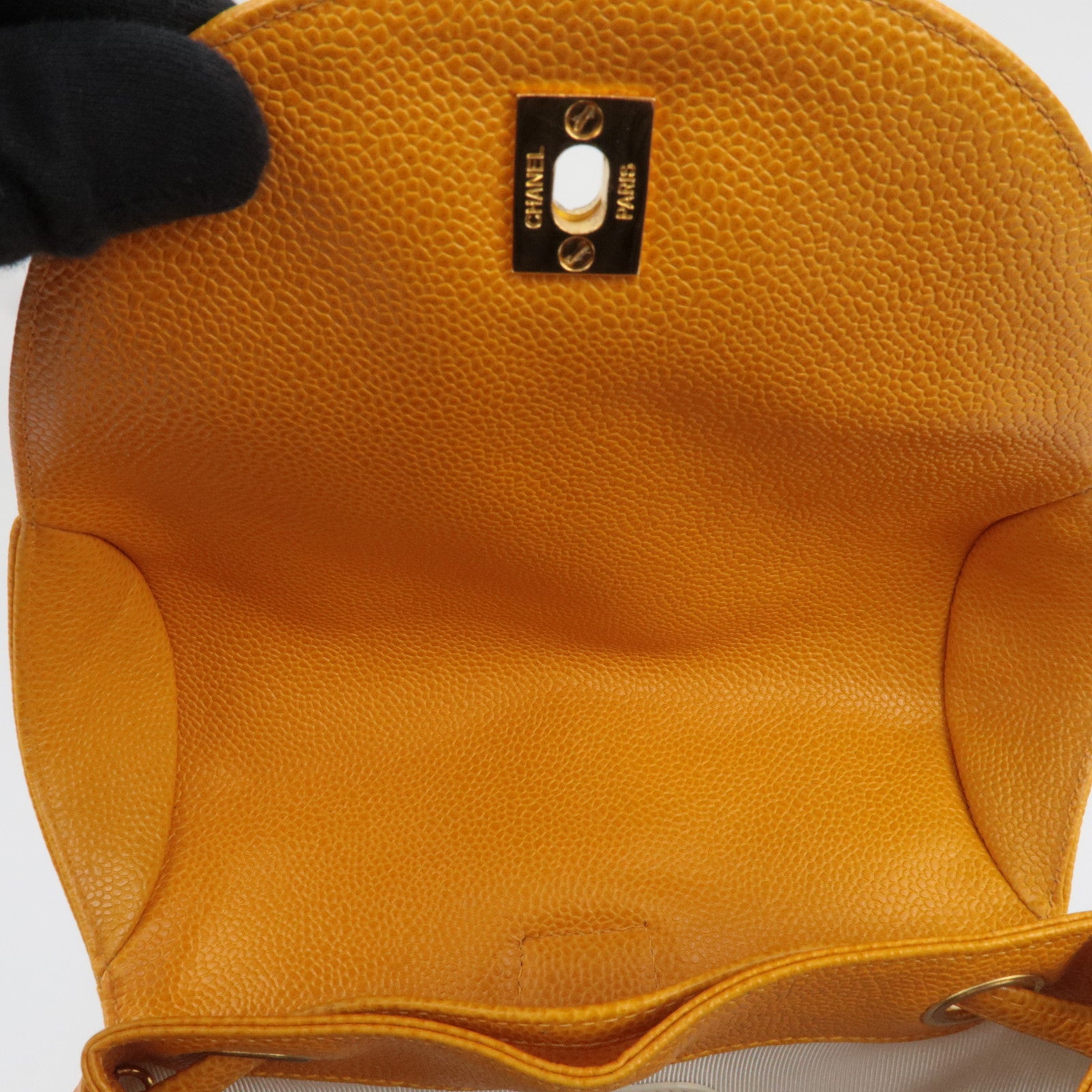 CHANEL Triple Coco Caviarskin Backpack Orange