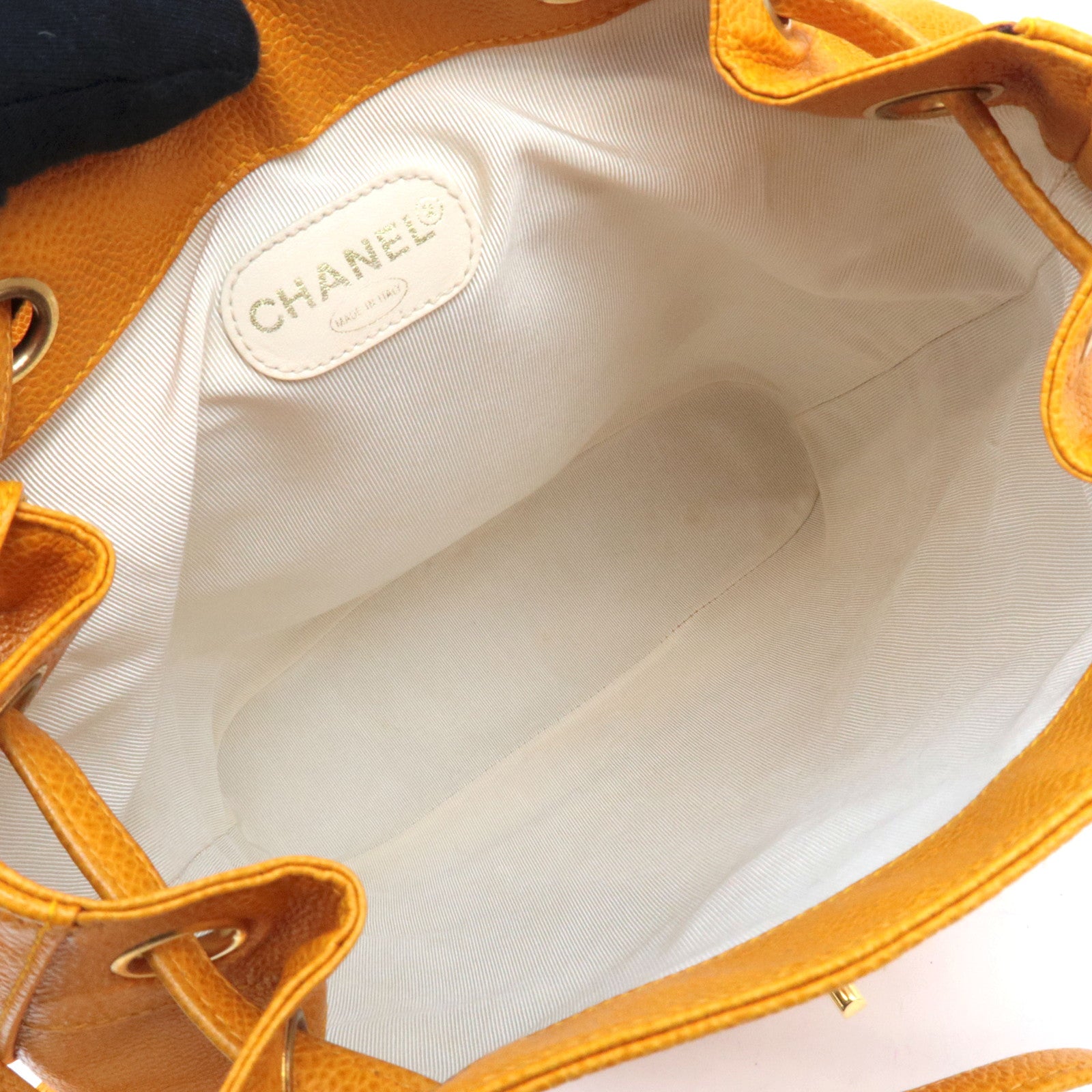 CHANEL Triple Coco Caviarskin Backpack Orange