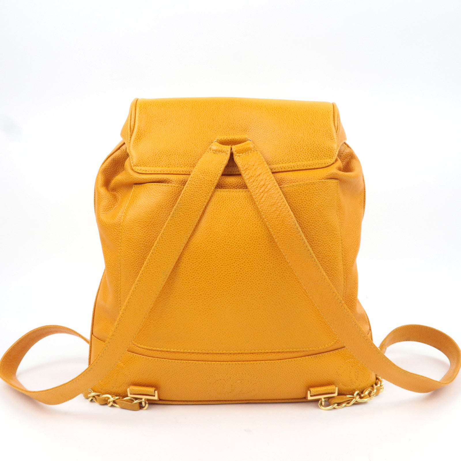 CHANEL Triple Coco Caviarskin Backpack Orange