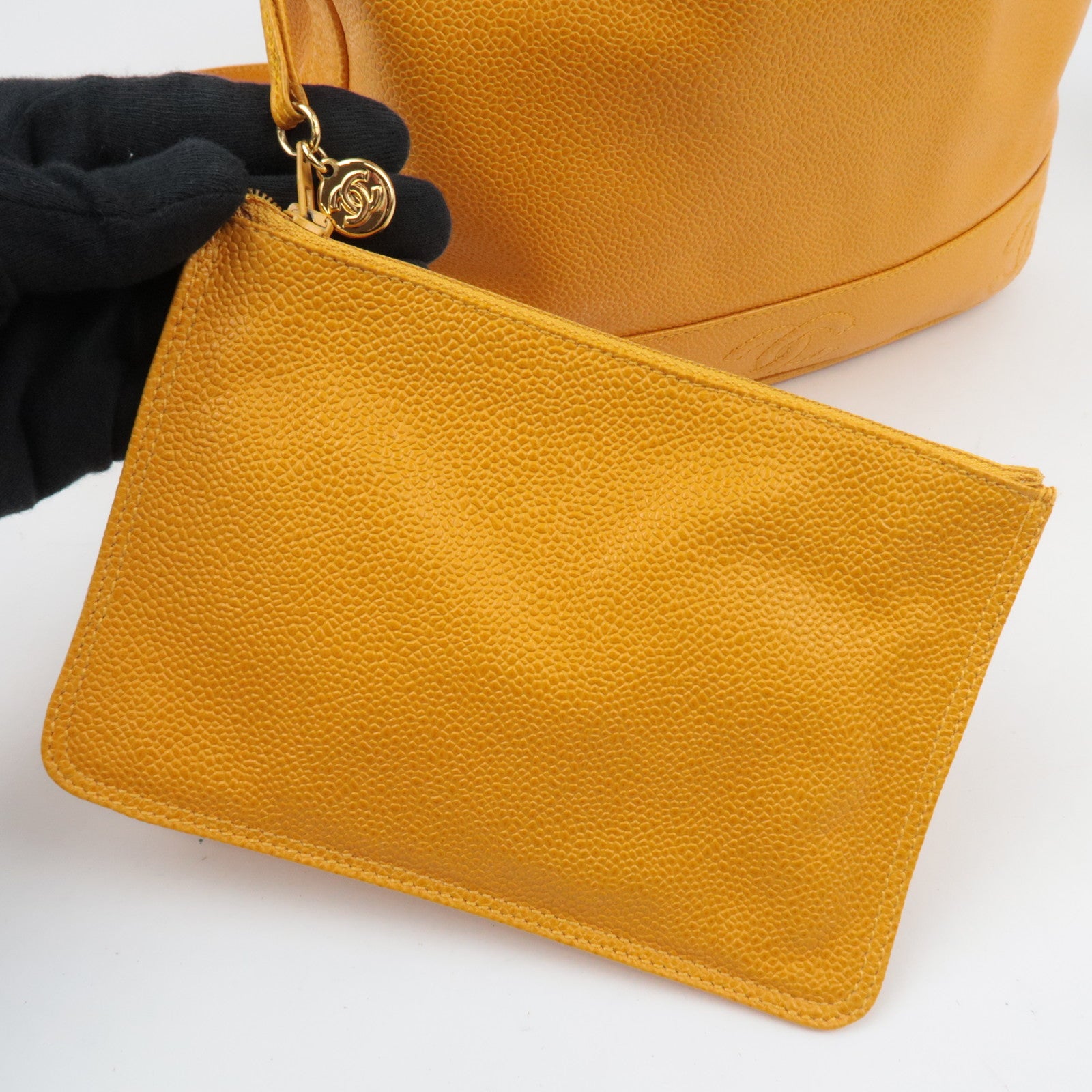 CHANEL Triple Coco Caviarskin Backpack Orange