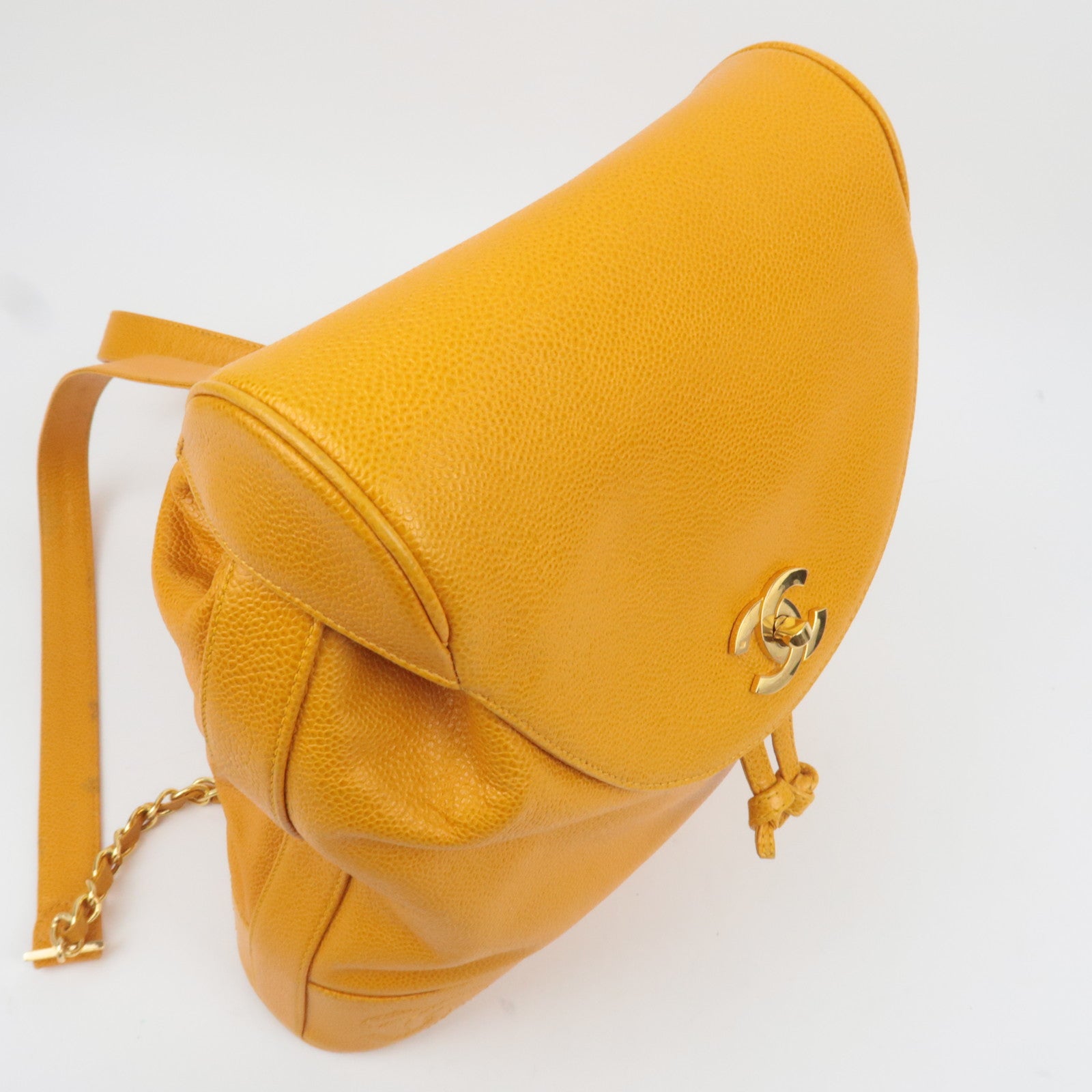 CHANEL Triple Coco Caviarskin Backpack Orange