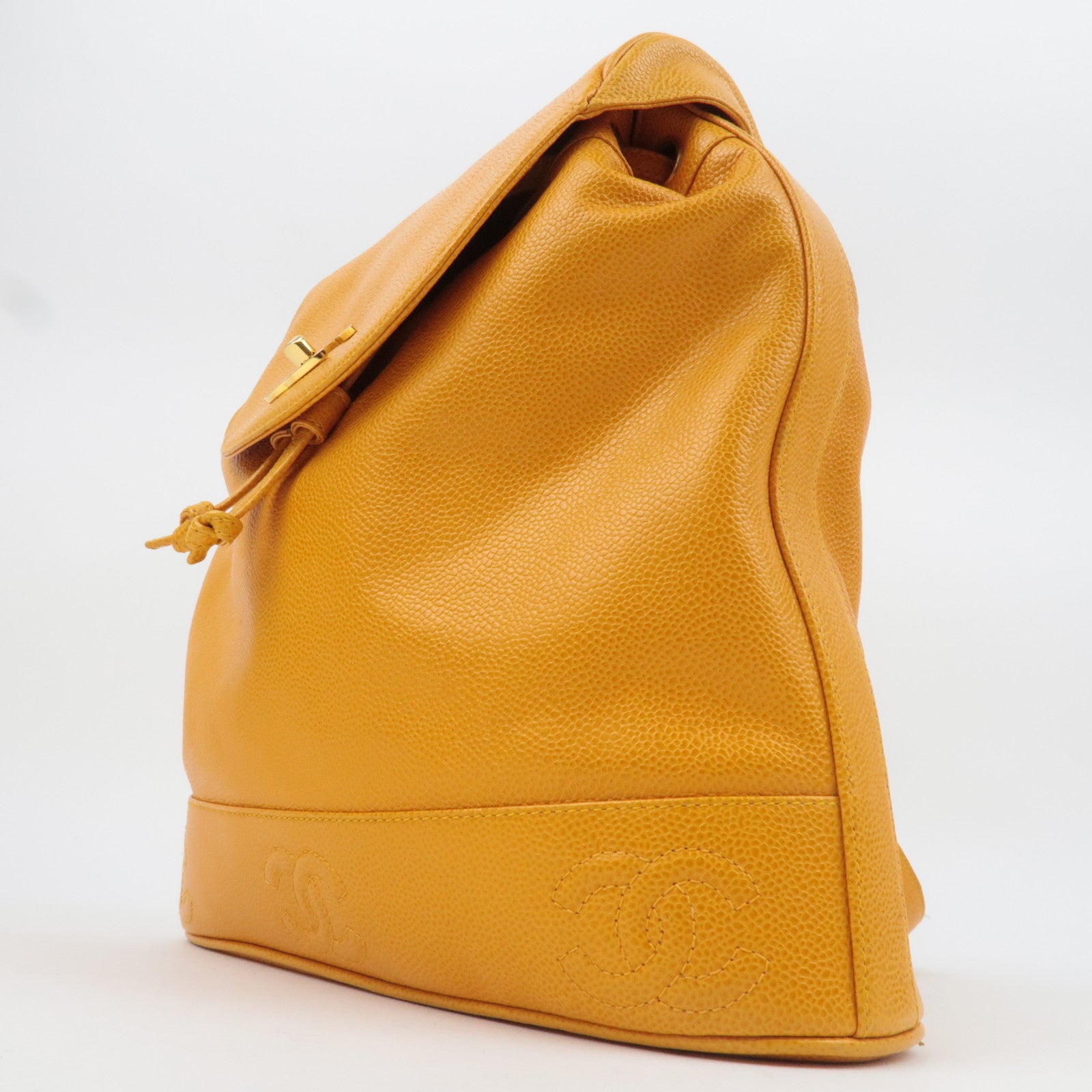 CHANEL Triple Coco Caviarskin Backpack Orange