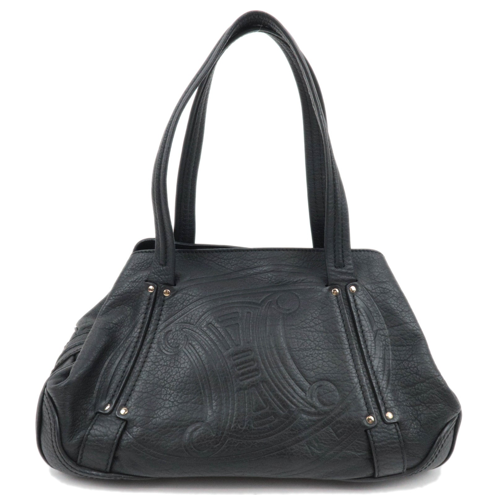 CELINE Triomphe Leather Shoulder Bag Black87332