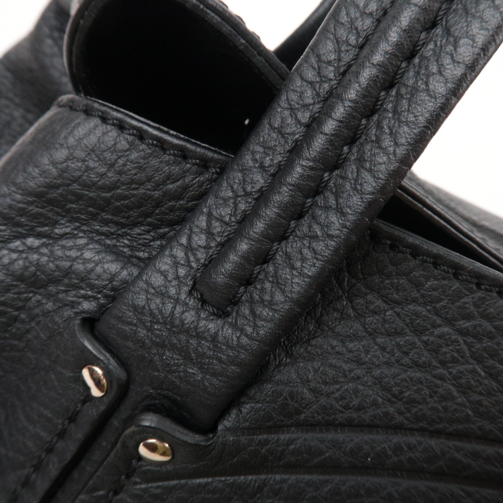 CELINE Triomphe Leather Shoulder Bag Black