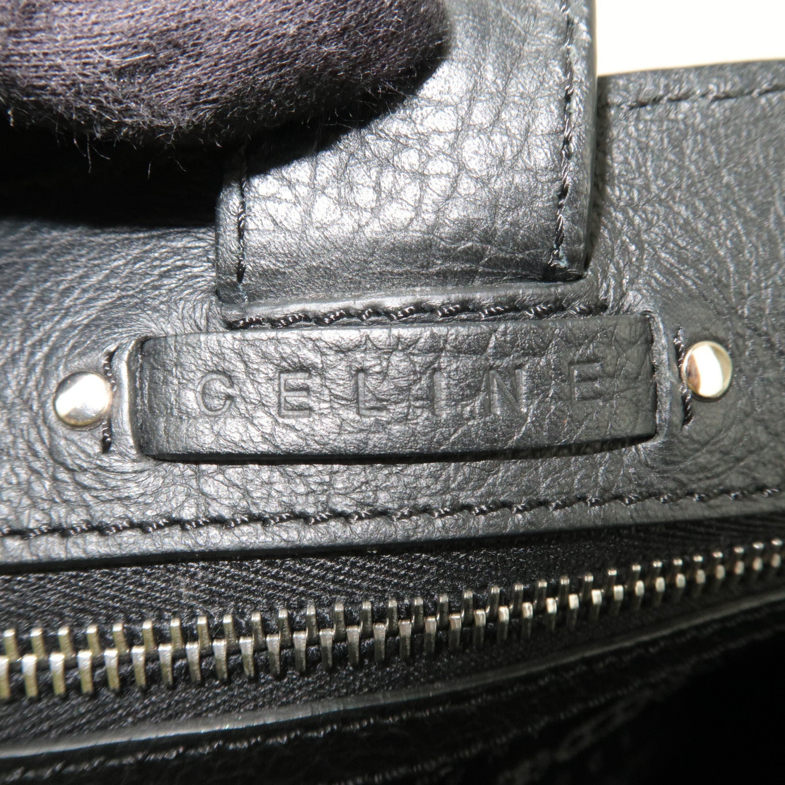 CELINE Triomphe Leather Shoulder Bag Black