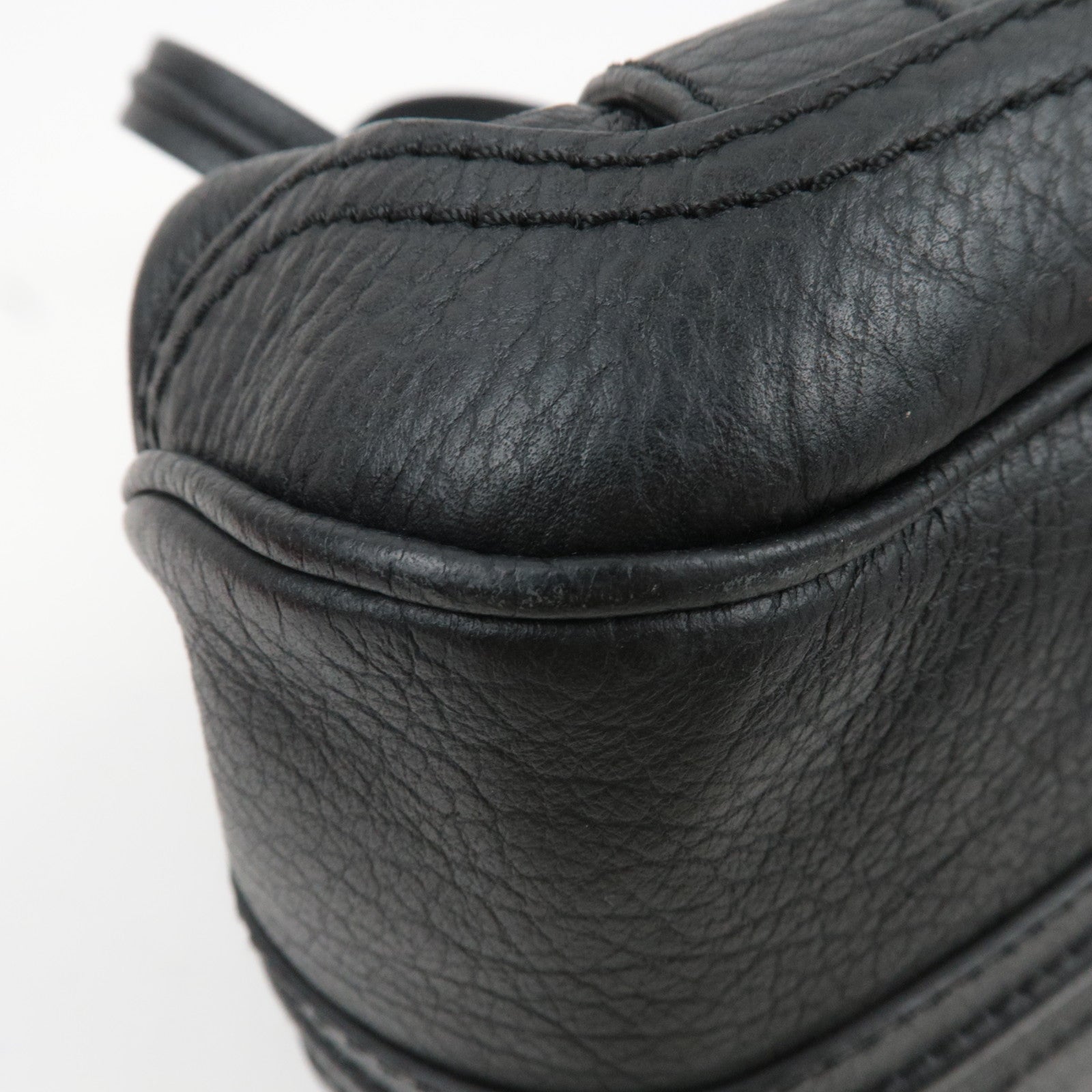 CELINE Triomphe Leather Shoulder Bag Black