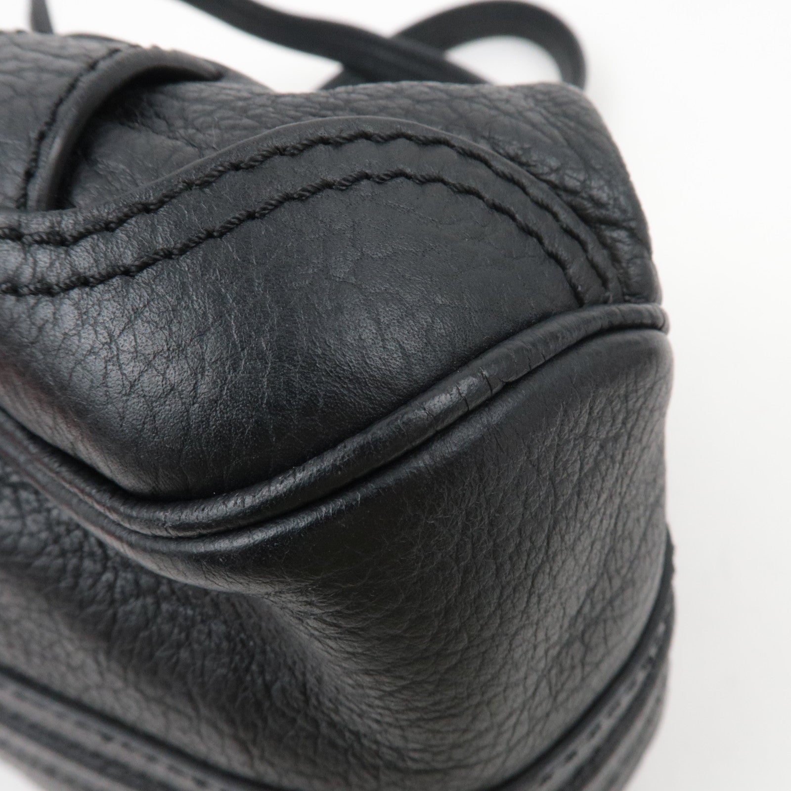 CELINE Triomphe Leather Shoulder Bag Black
