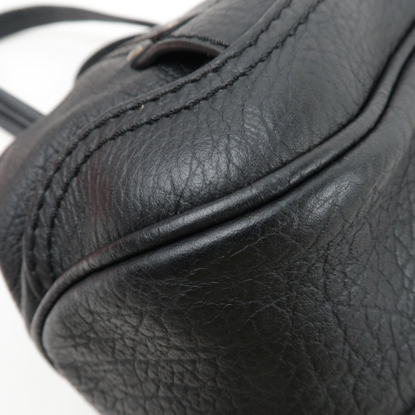 CELINE Triomphe Leather Shoulder Bag Black
