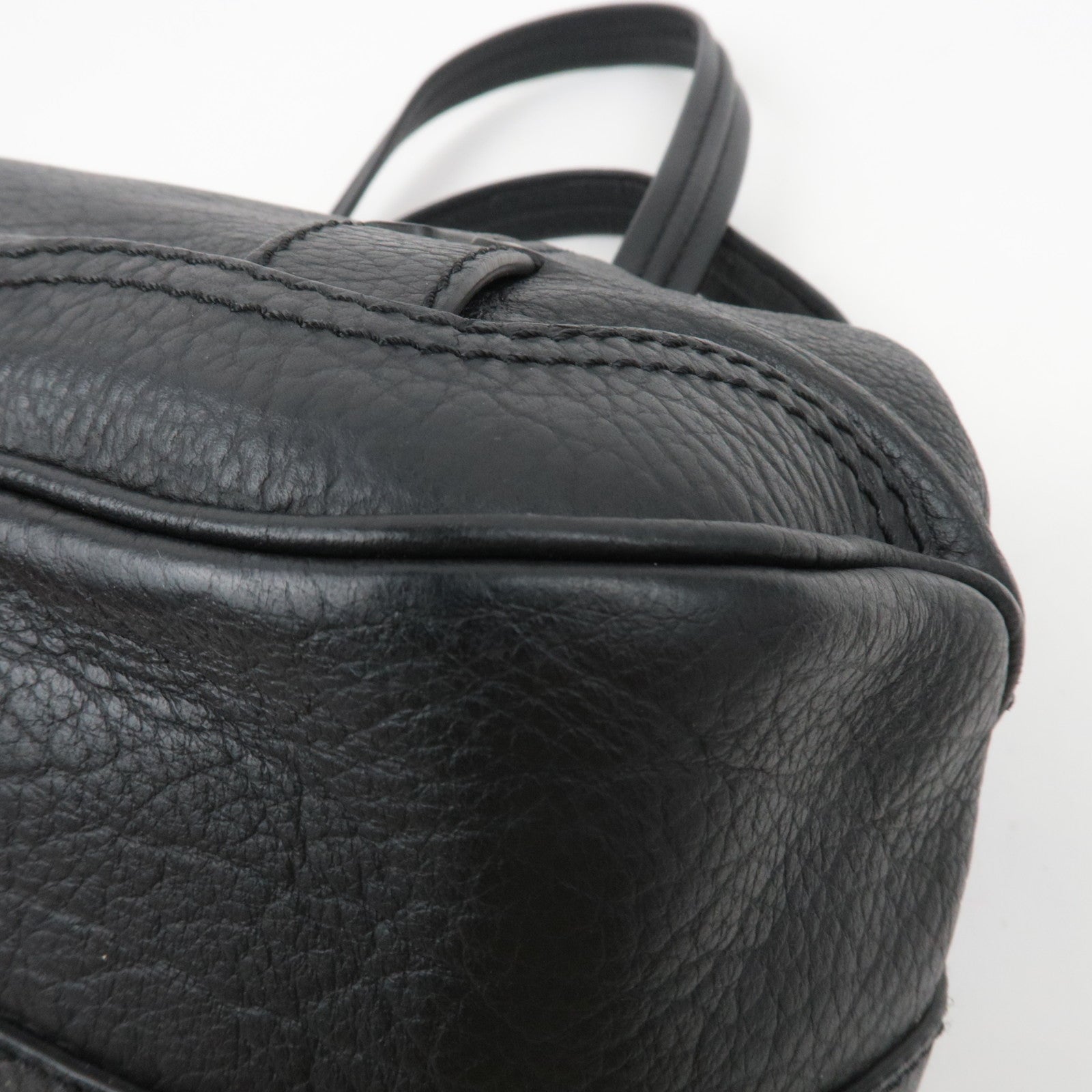 CELINE Triomphe Leather Shoulder Bag Black