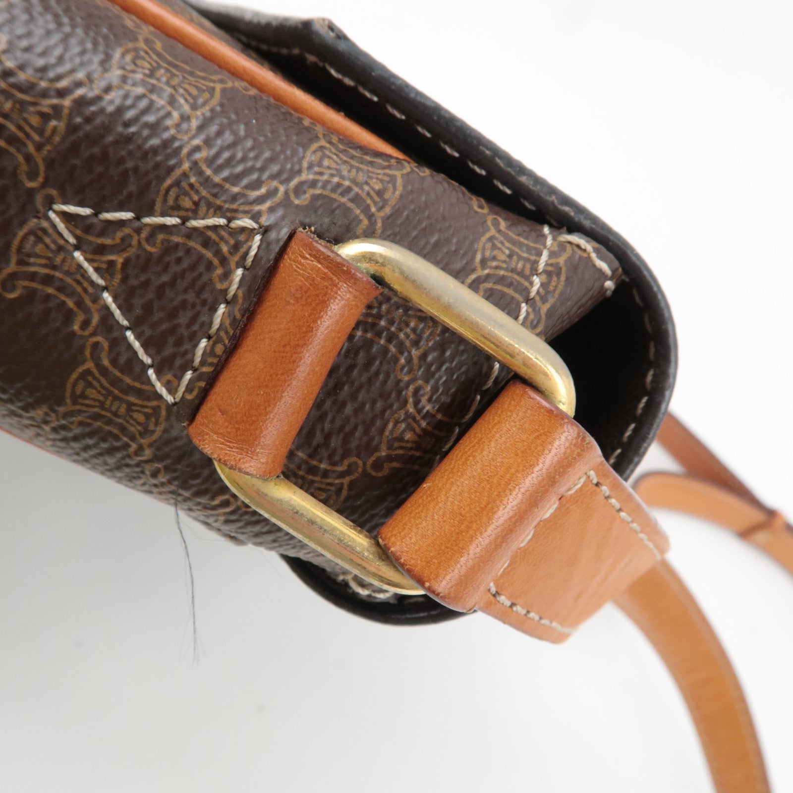 CELINE Macadam PVC Leather Shoulder Bag Brown