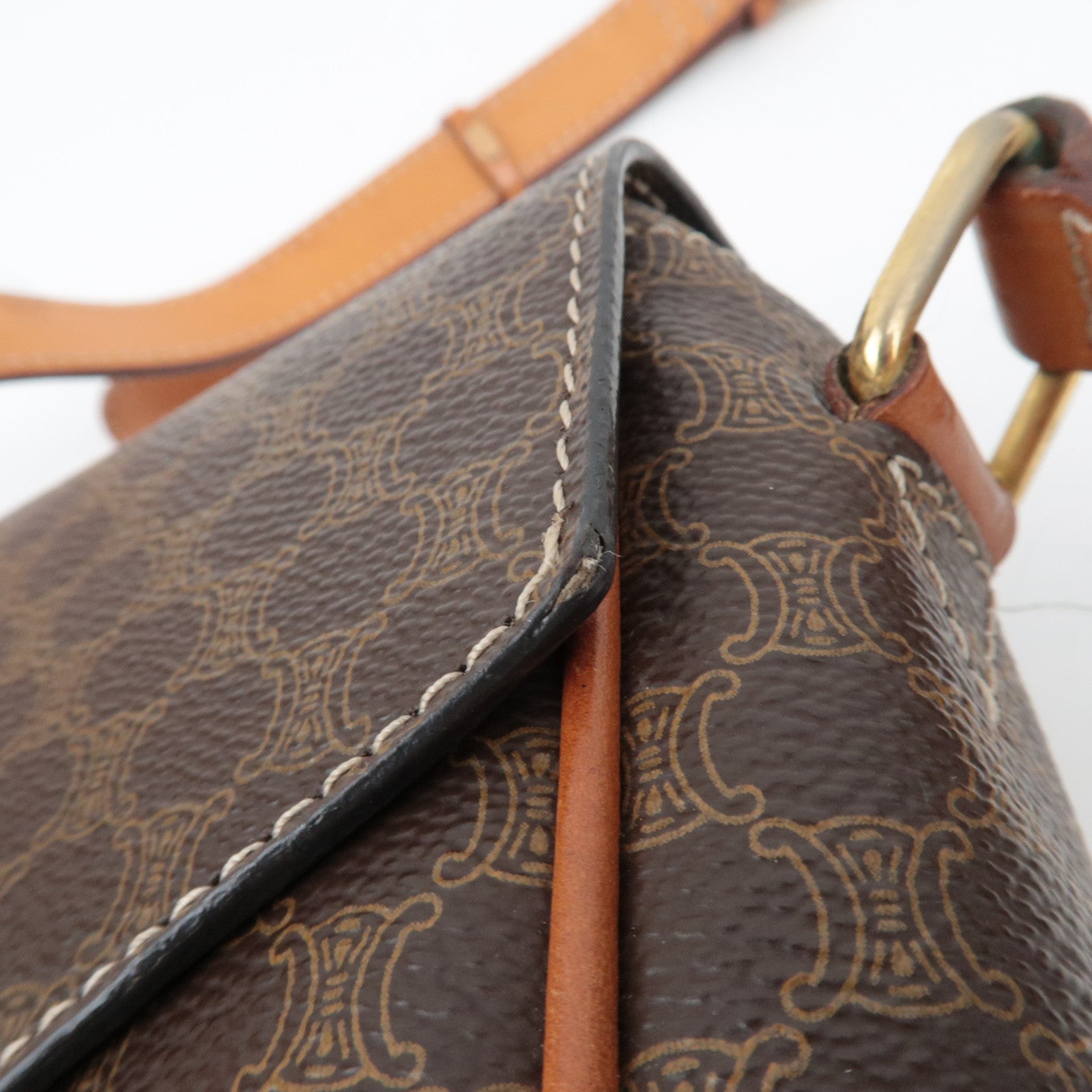 CELINE Macadam PVC Leather Shoulder Bag Brown