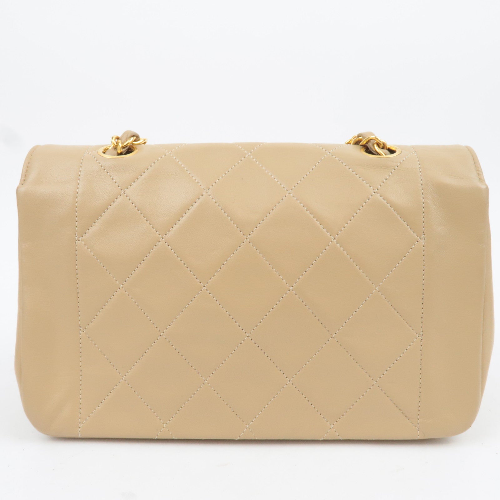 CHANEL Diana Matelasse Lambskin Chain Shoulder Bag Beige