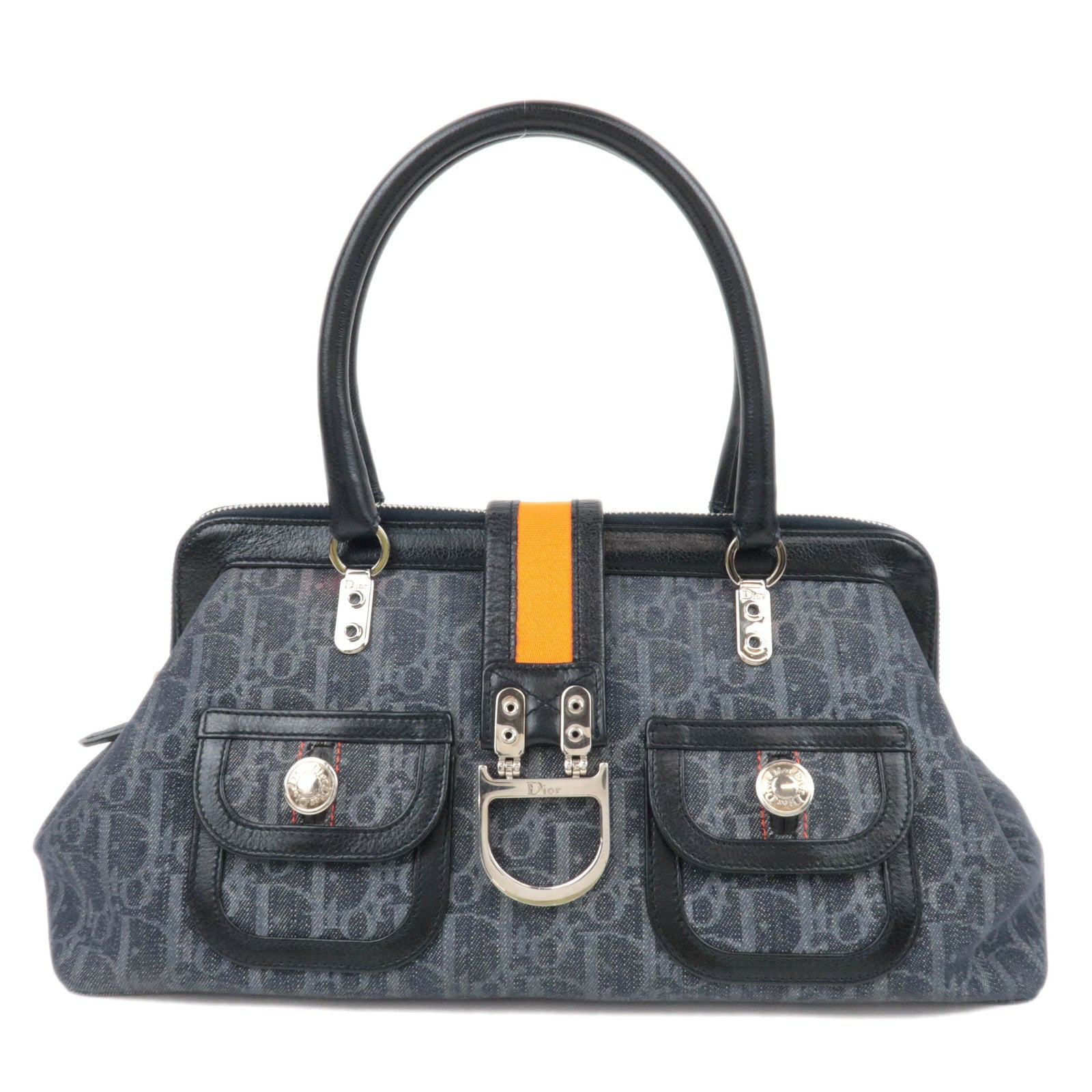 Christian Dior Flight Line Denim Handbag Navy87354