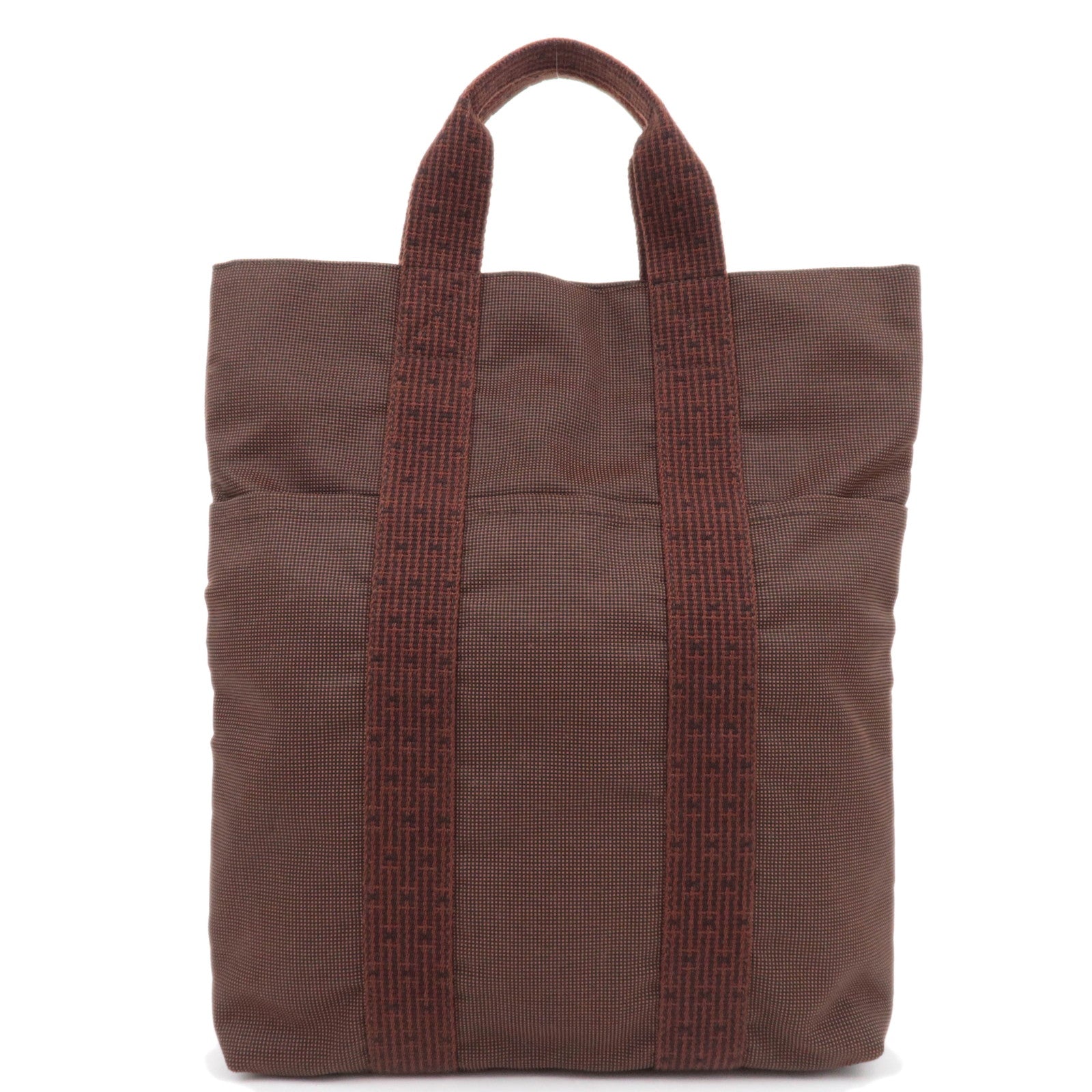 HERMES Her Line Cabas Canvas Tote Bag Brown87368
