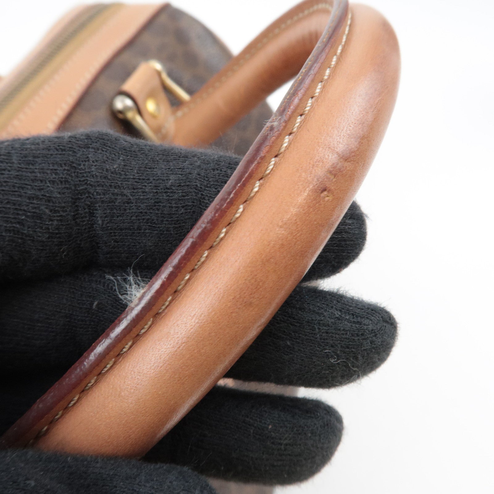 CELINE Macadam PVC Leather Handbag Brown