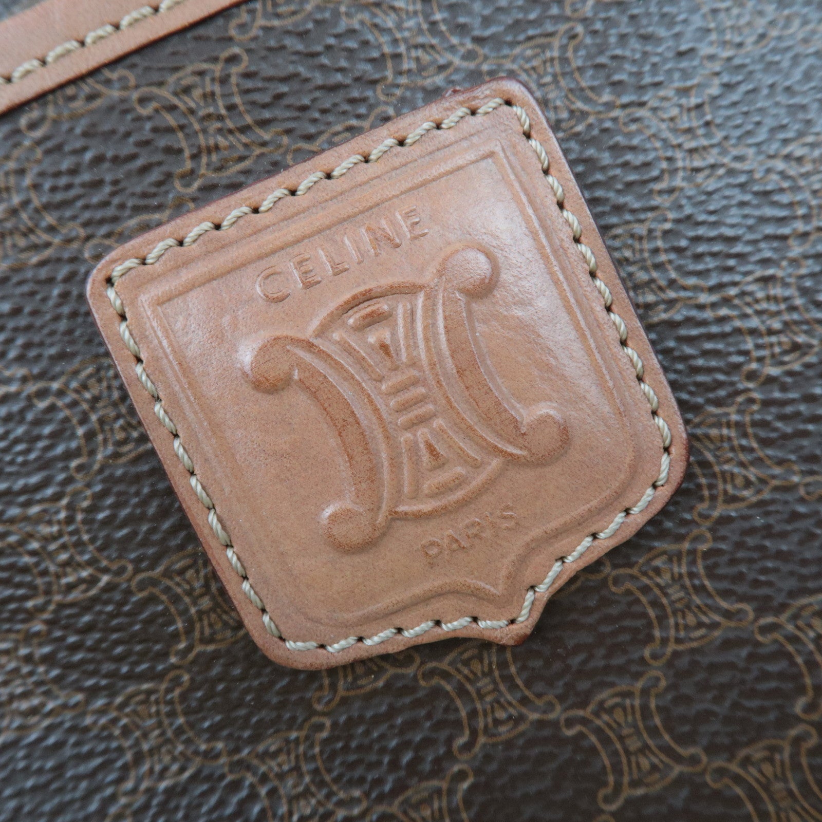 CELINE Macadam PVC Leather Handbag Brown