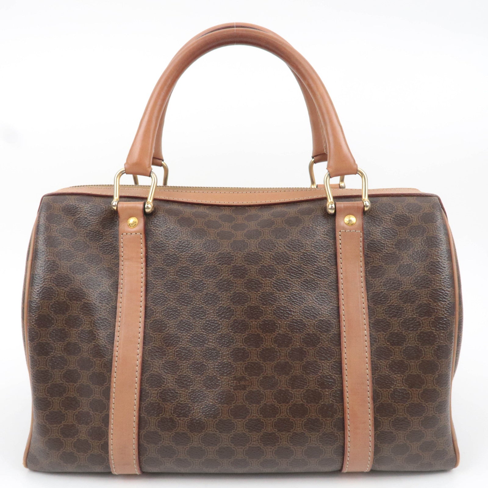 CELINE Macadam PVC Leather Handbag Brown