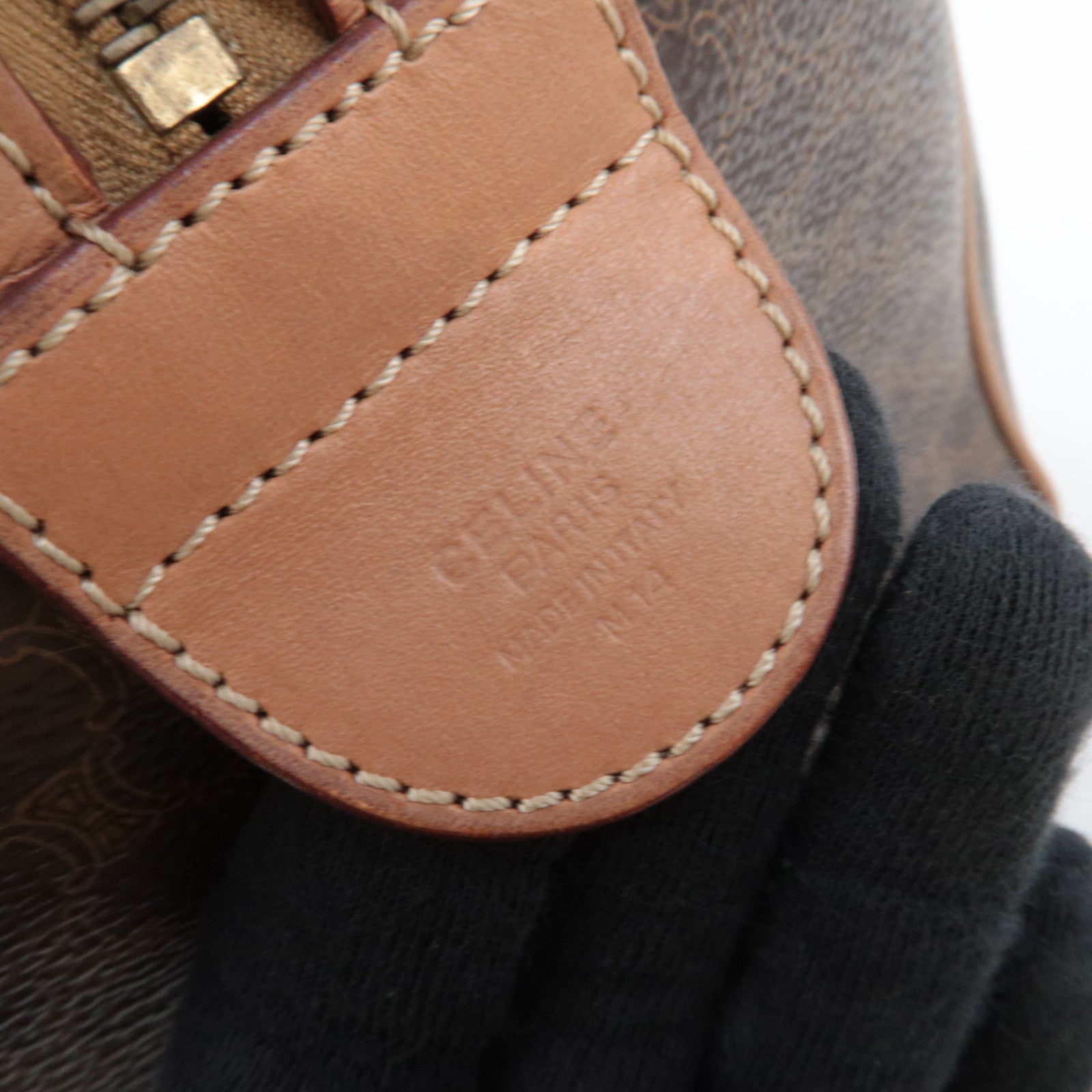 CELINE Macadam PVC Leather Handbag Brown