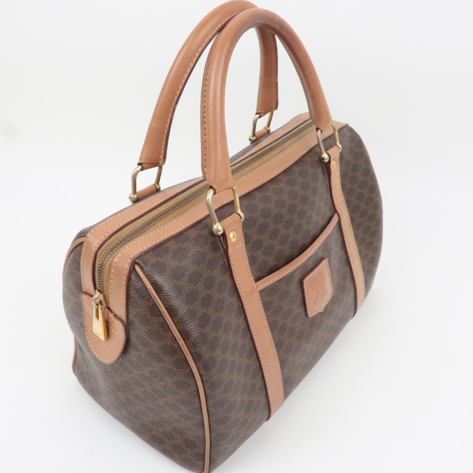 CELINE Macadam PVC Leather Handbag Brown