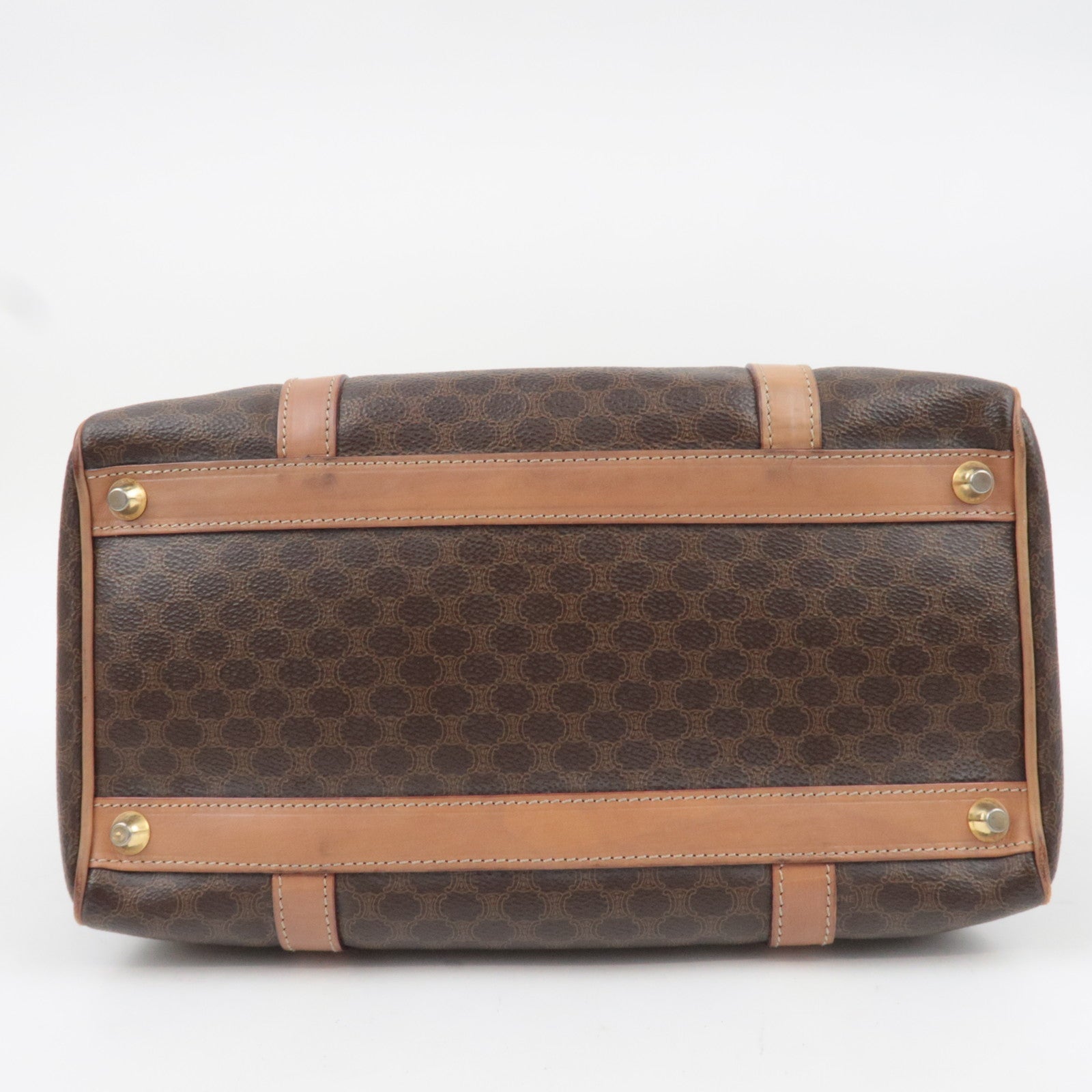 CELINE Macadam PVC Leather Handbag Brown