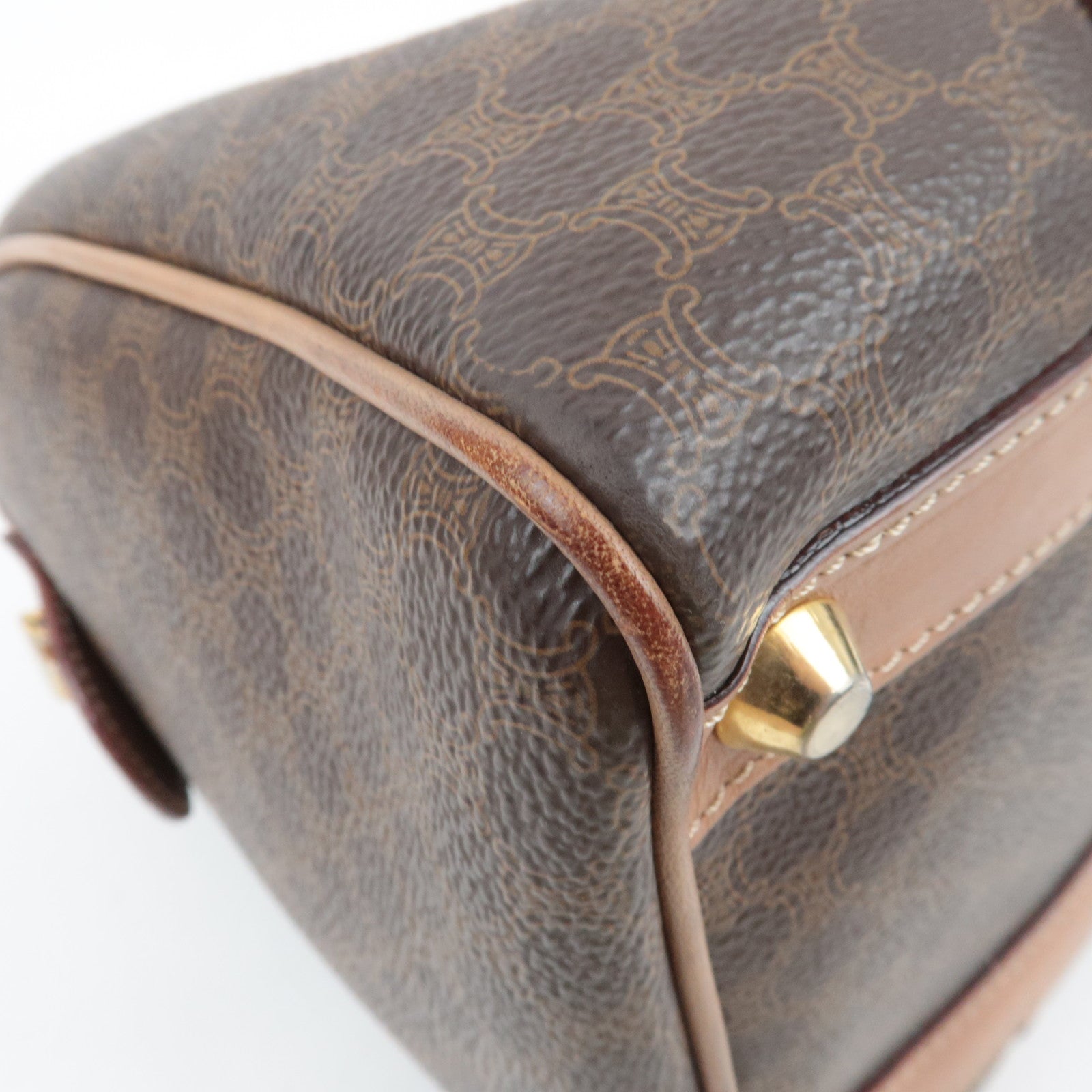 CELINE Macadam PVC Leather Handbag Brown