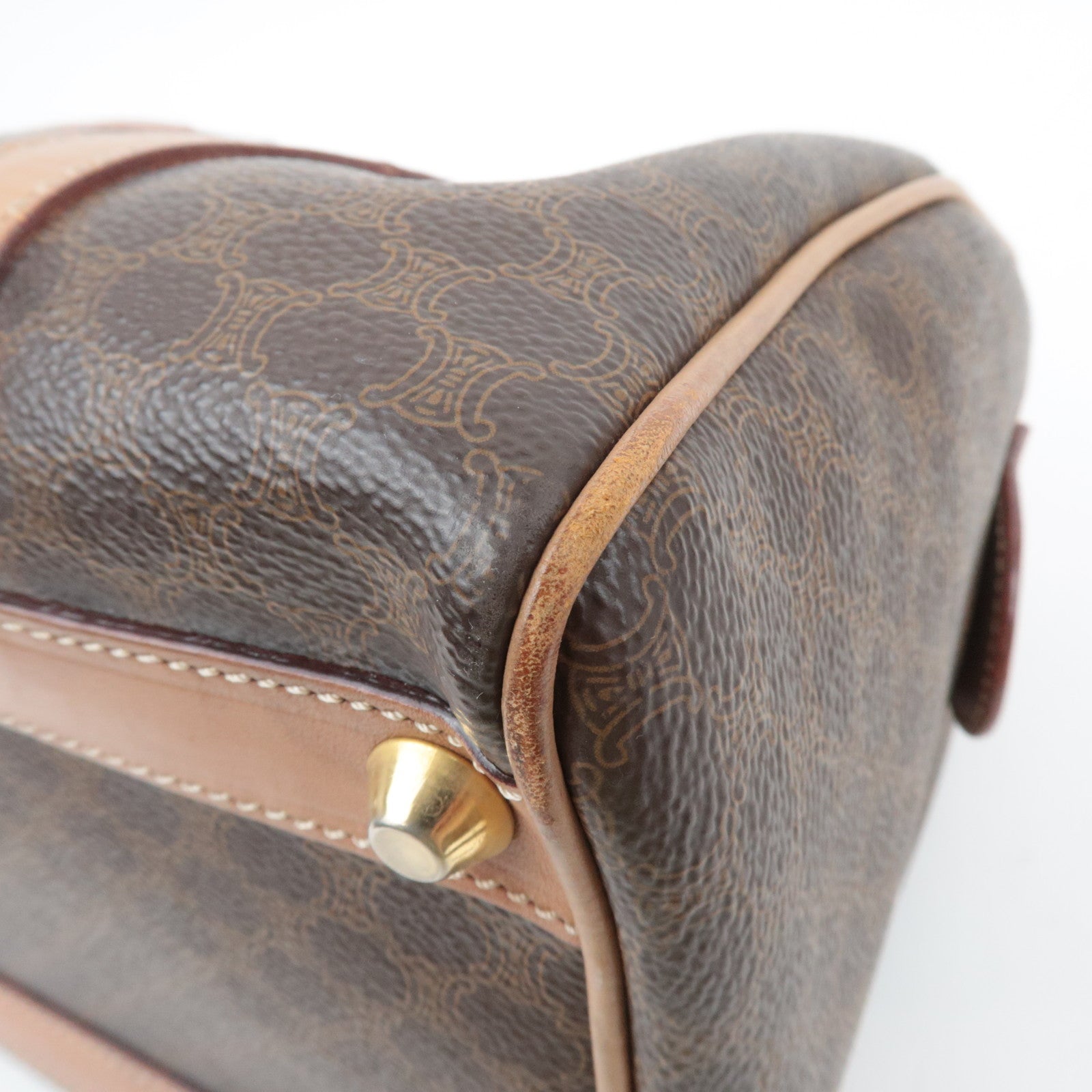 CELINE Macadam PVC Leather Handbag Brown