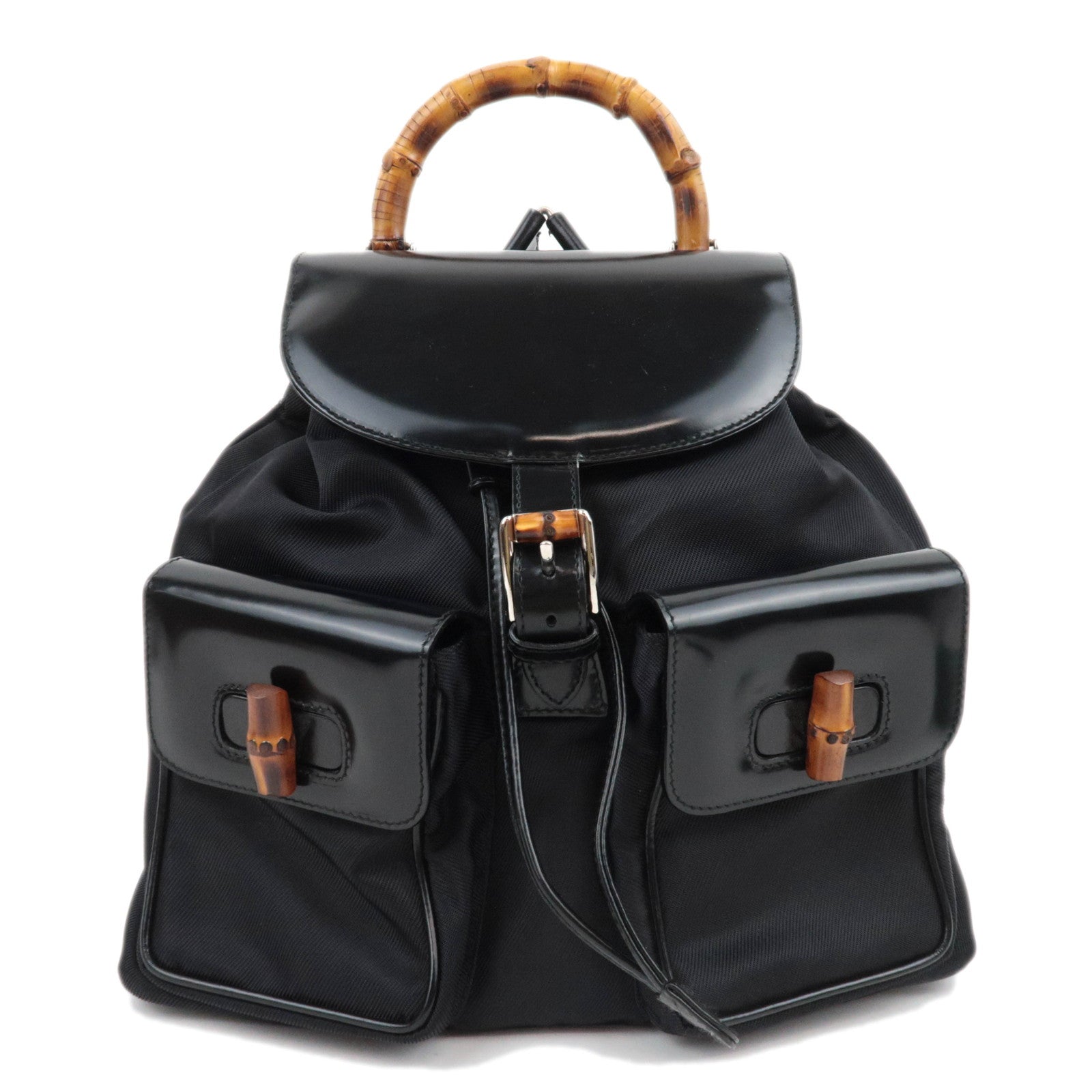 GUCCI Bamboo Nylon Canvas Backpack Black 003.1998.001687374