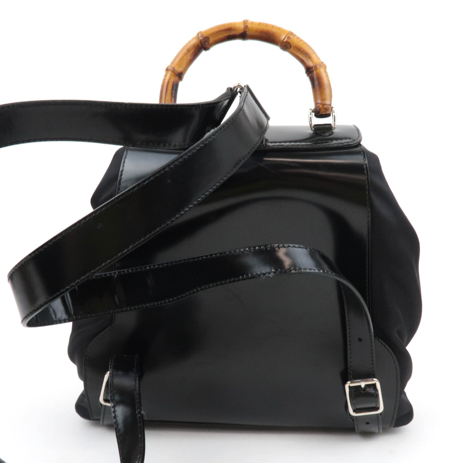 GUCCI Bamboo Nylon Canvas Backpack Black 003.1998.0016