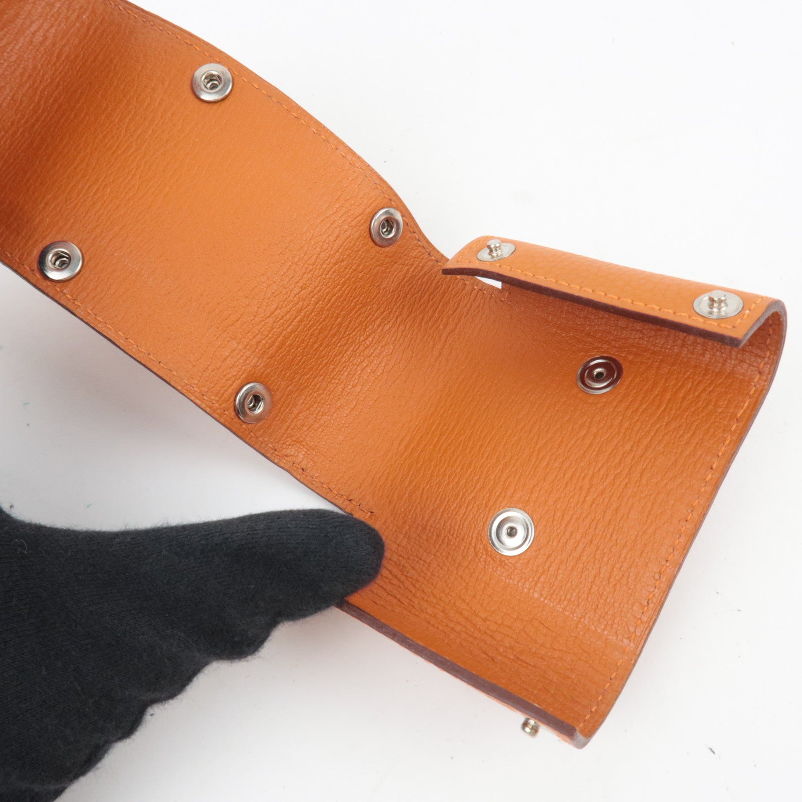 HERMES Etui Carte PM Playing Card Case □O Stamp (2011) Taurillon Clemence Orange Silver HDW *Deck of cards