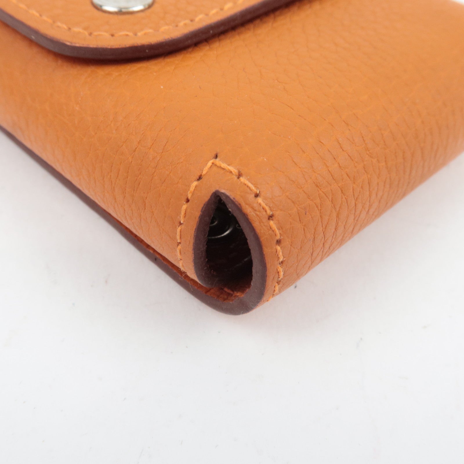 HERMES Etui Carte PM Playing Card Case □O Stamp (2011) Taurillon Clemence Orange Silver HDW *Deck of cards